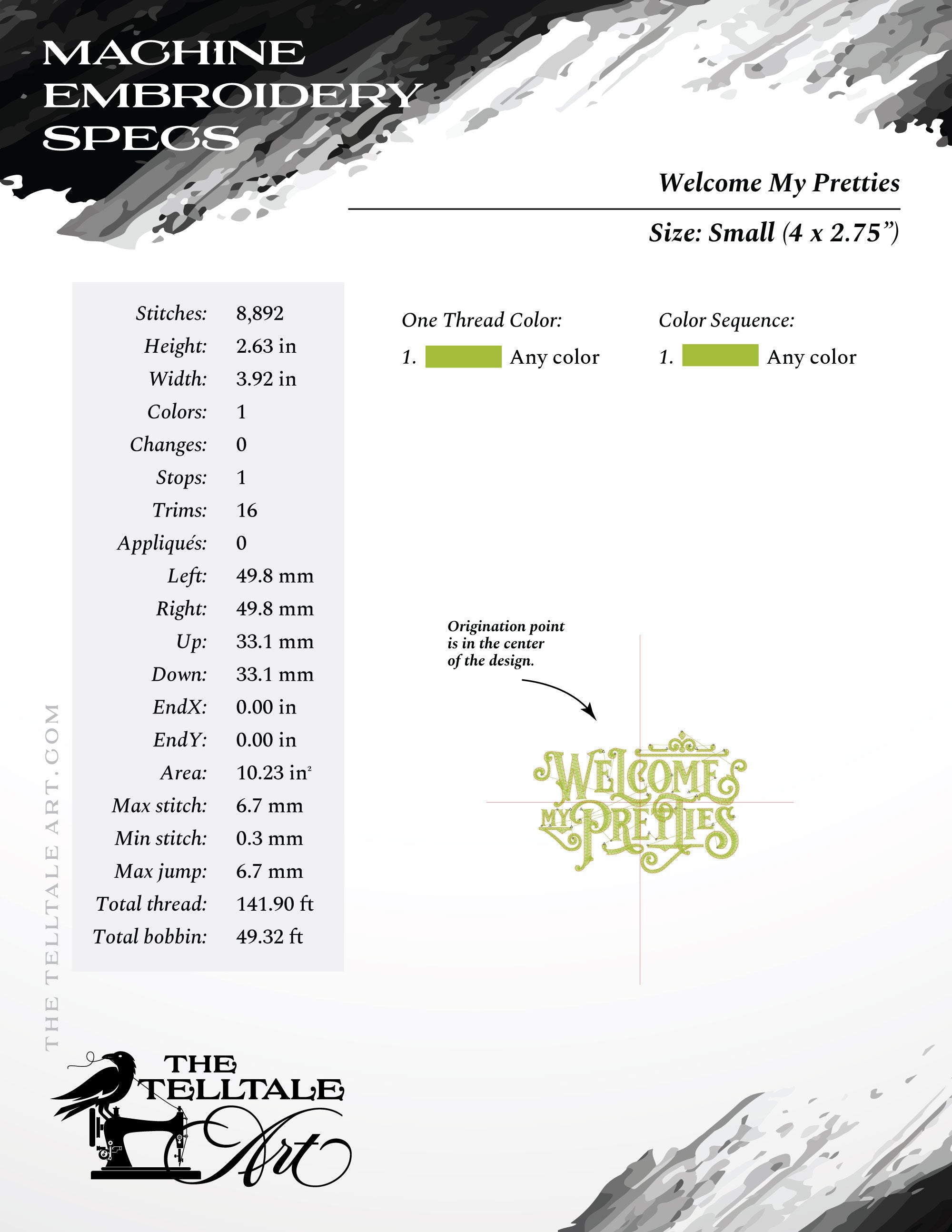 Welcome My Pretties – Vintage Fantasy Typography – Three Sizes 4 to 6 Inches