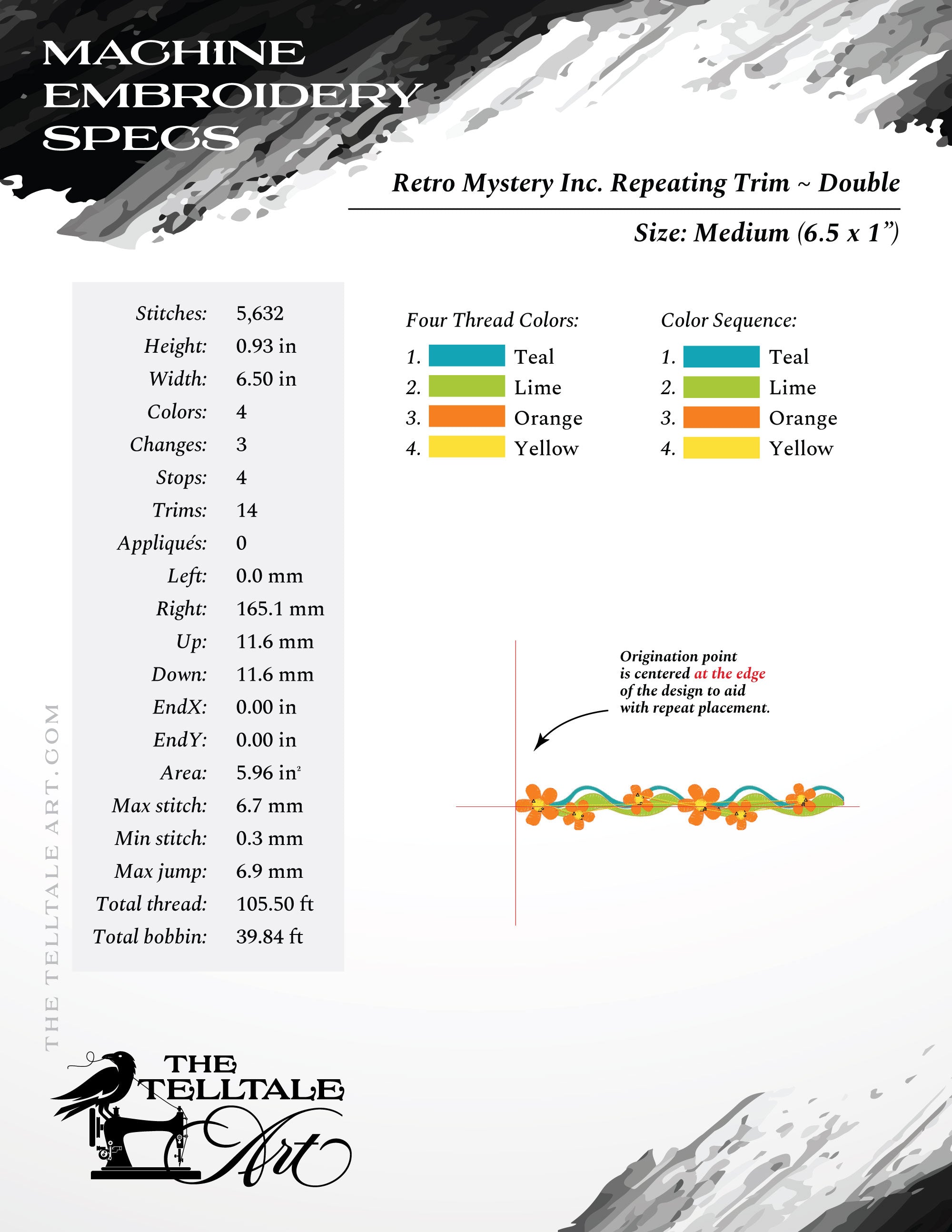 Retro "Mystery Inc." Repeating Flower Border – Five Sizes 3 to 7 Inches