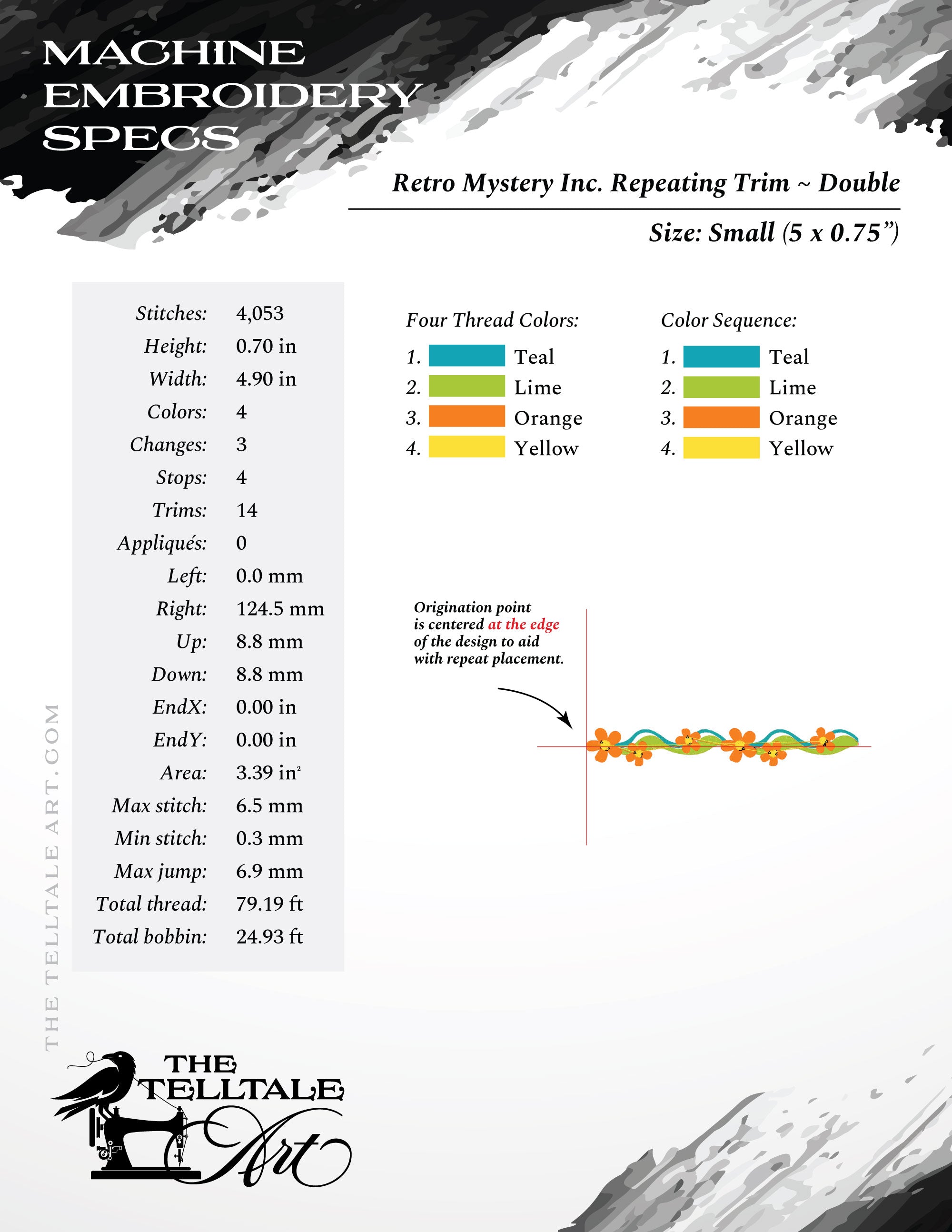 Retro "Mystery Inc." Repeating Flower Border – Five Sizes 3 to 7 Inches