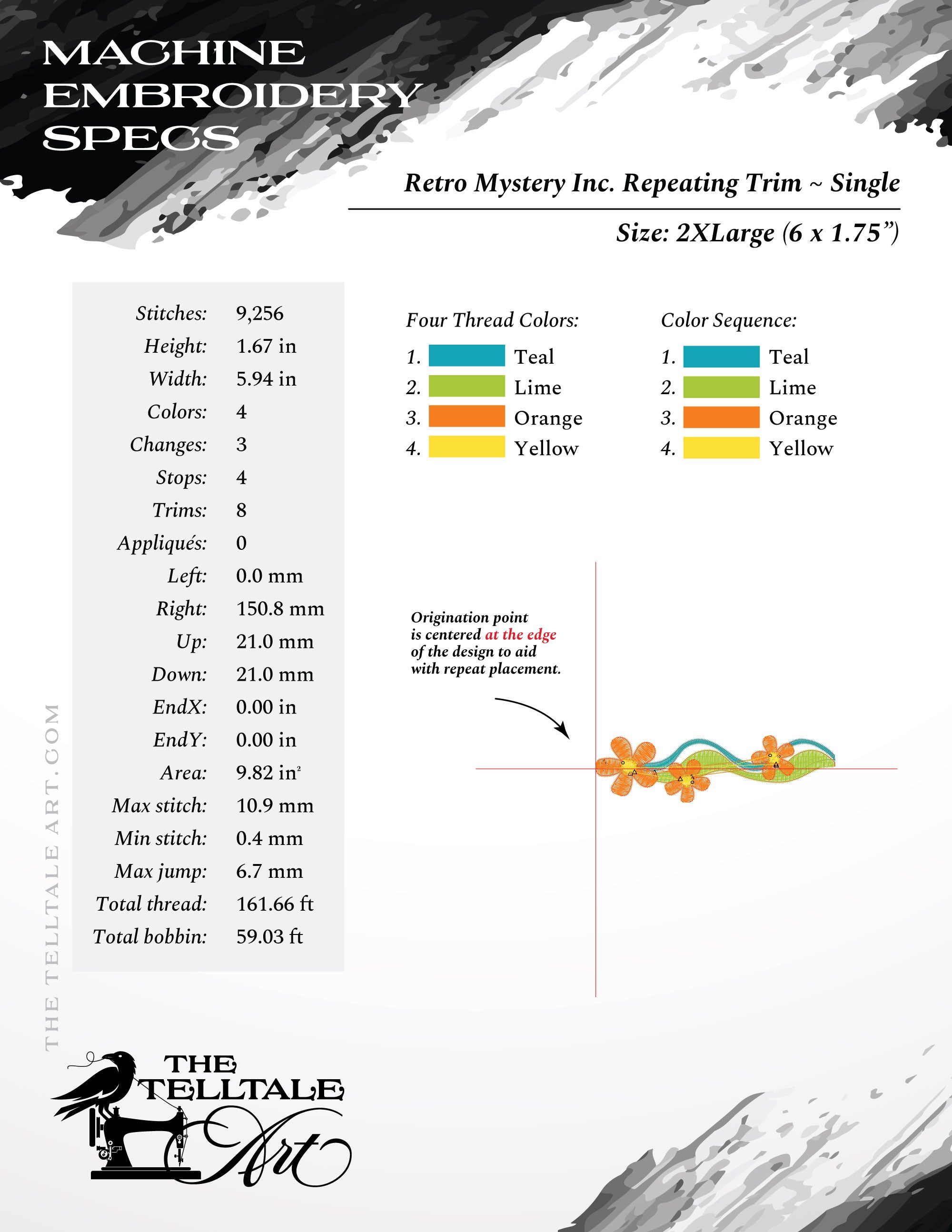 Retro "Mystery Inc." Repeating Flower Border – Five Sizes 3 to 7 Inches