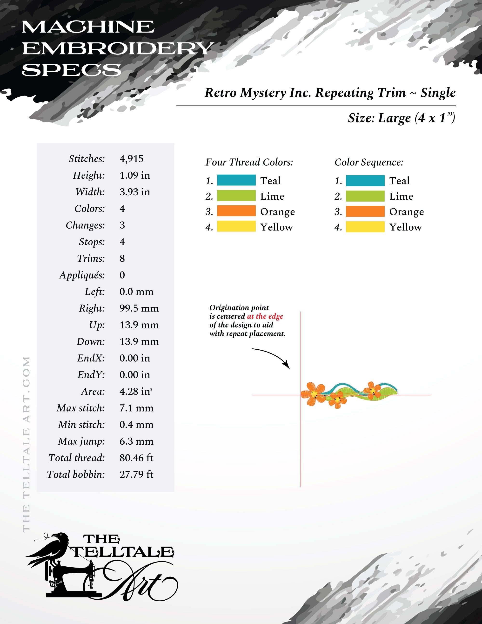Retro "Mystery Inc." Repeating Flower Border – Five Sizes 3 to 7 Inches