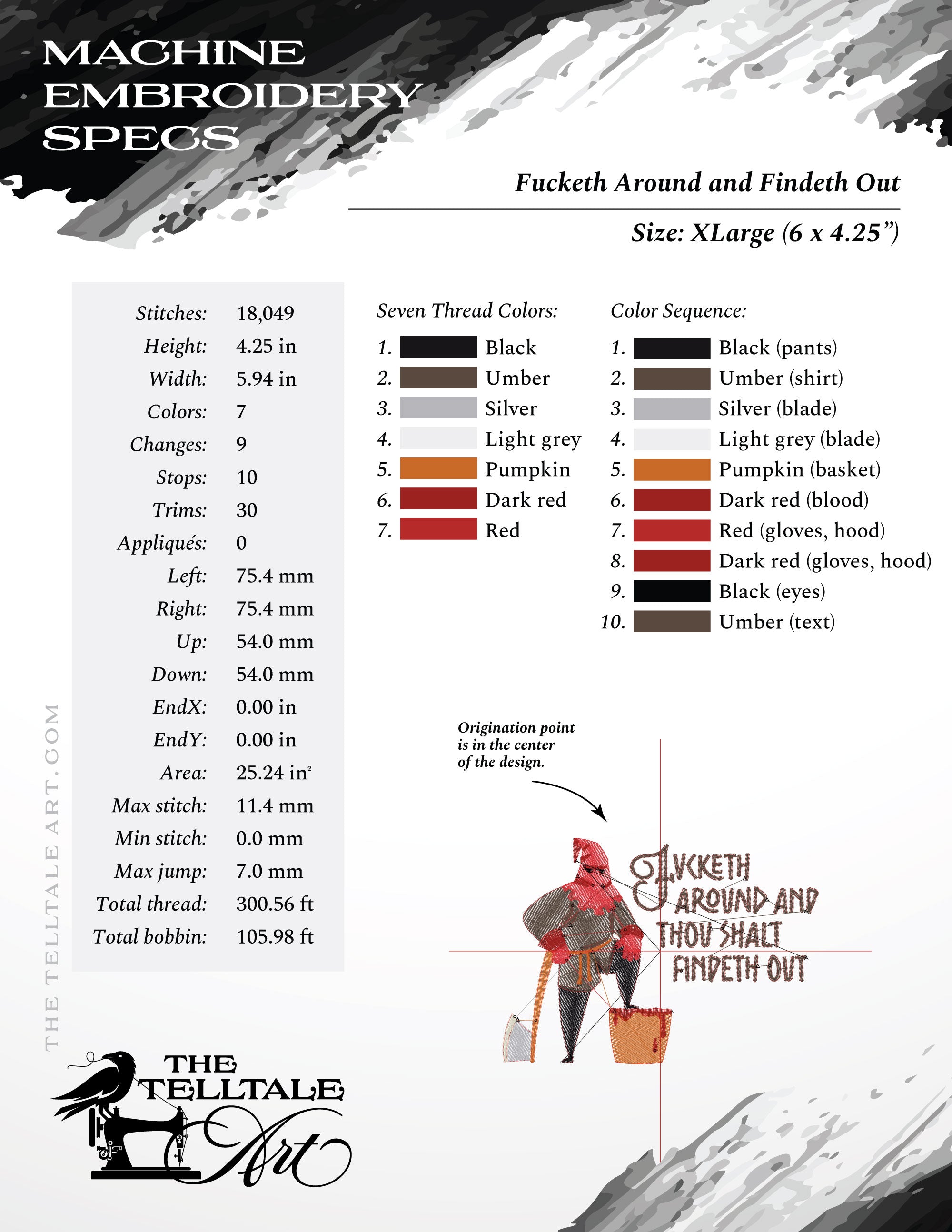 Medieval Humor Executioner - Six Sizes 4 to 8 Inches - Seven Thread Colors