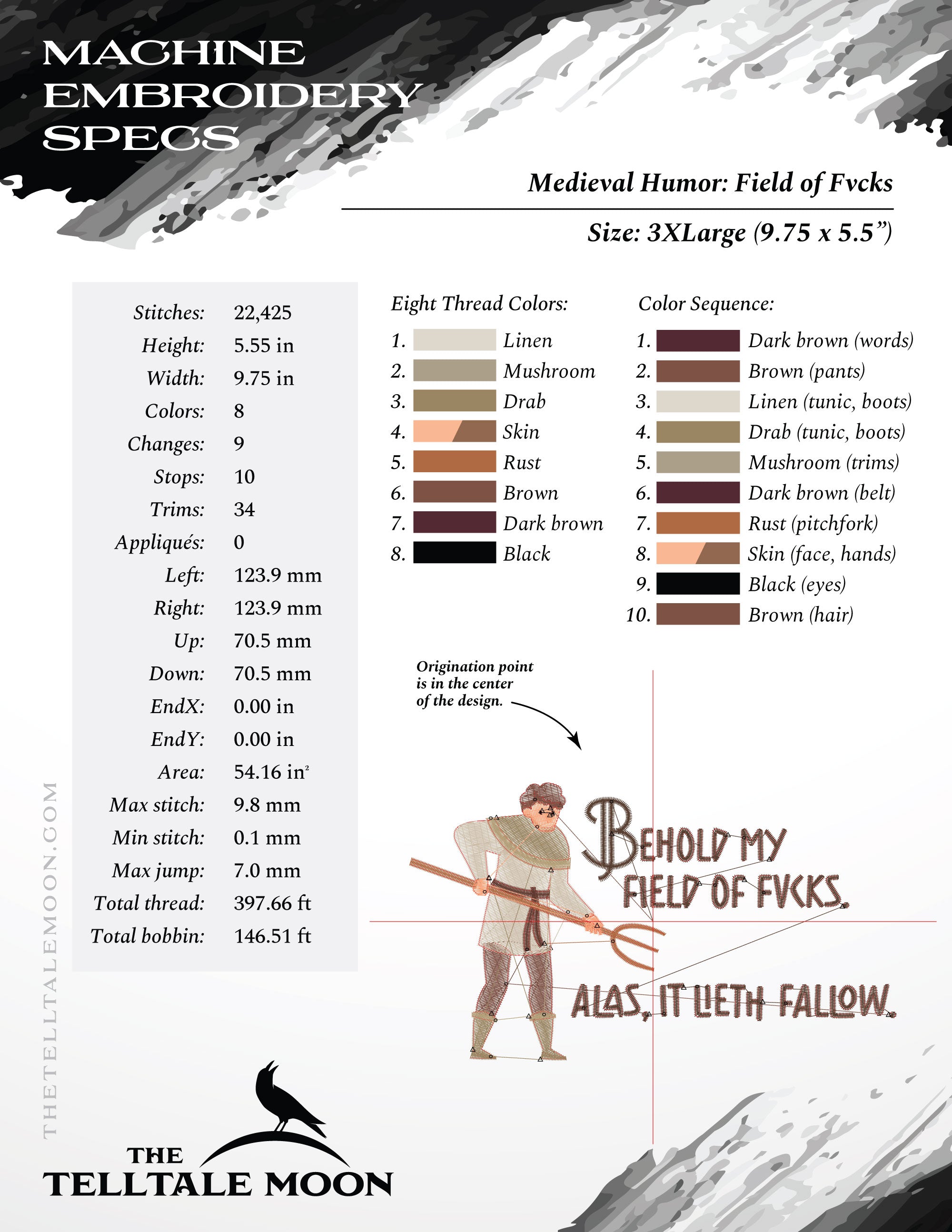 Medieval Humor – Behold My Field of Fvcks – Six Sizes 5 to 10 Inches