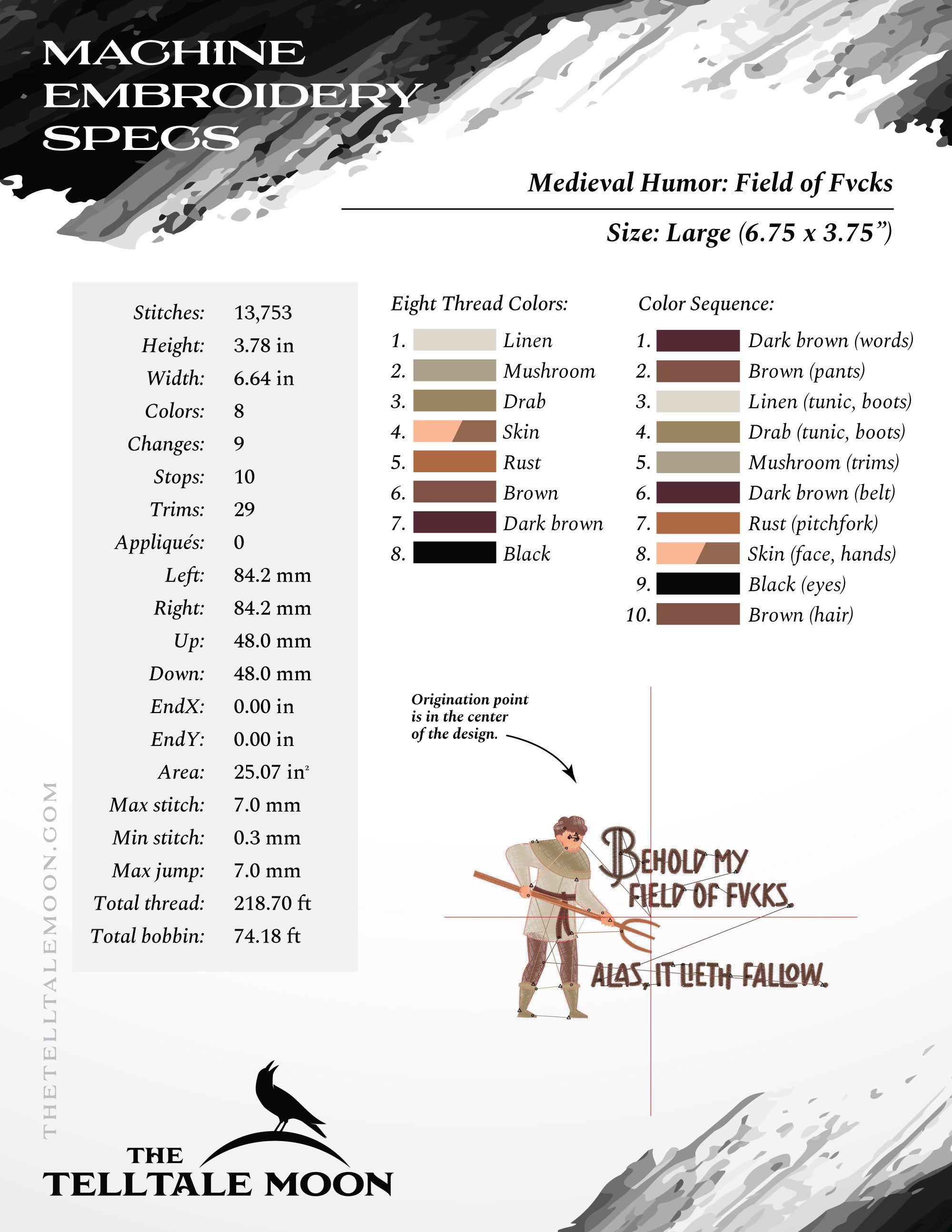 Medieval Humor – Behold My Field of Fvcks – Six Sizes 5 to 10 Inches