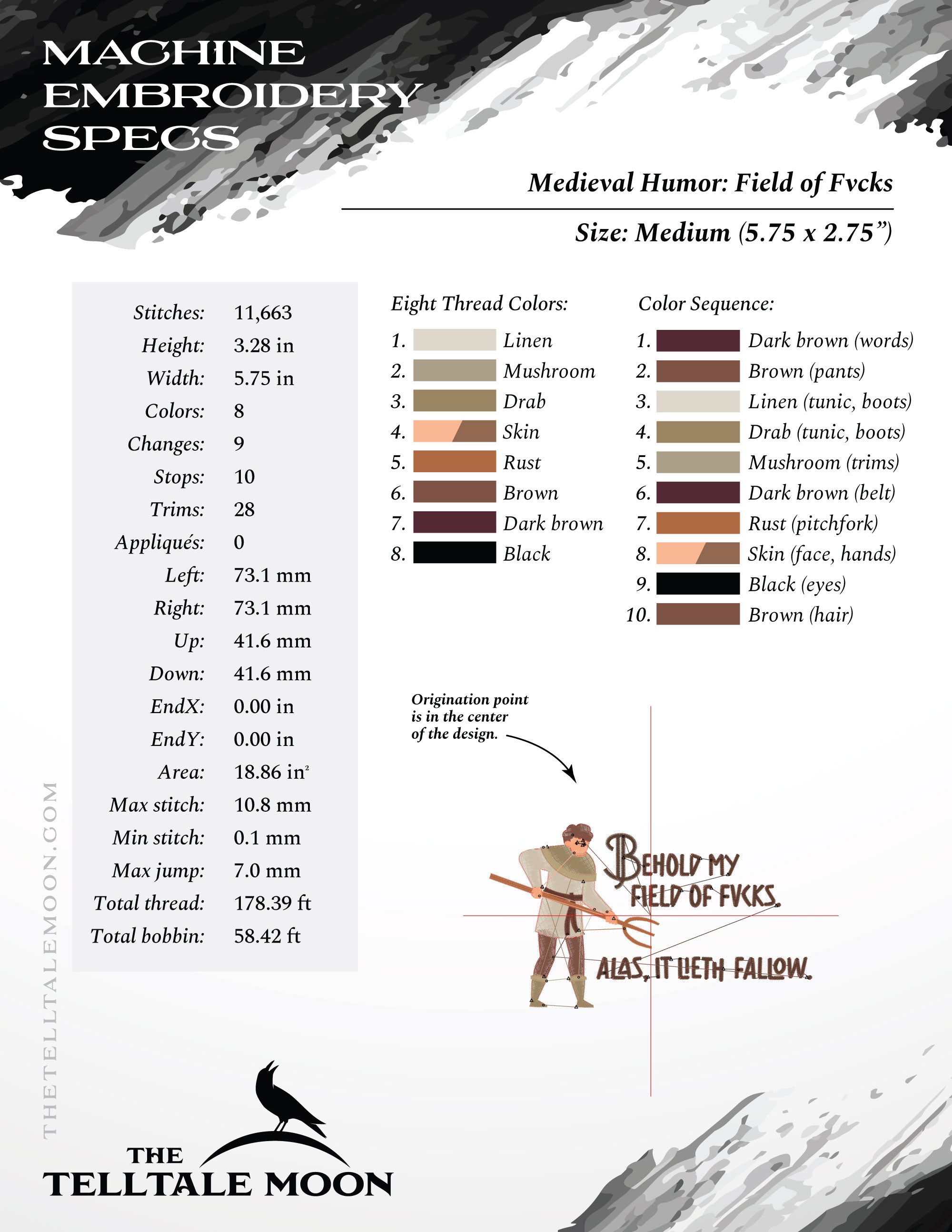 Medieval Humor – Behold My Field of Fvcks – Six Sizes 5 to 10 Inches