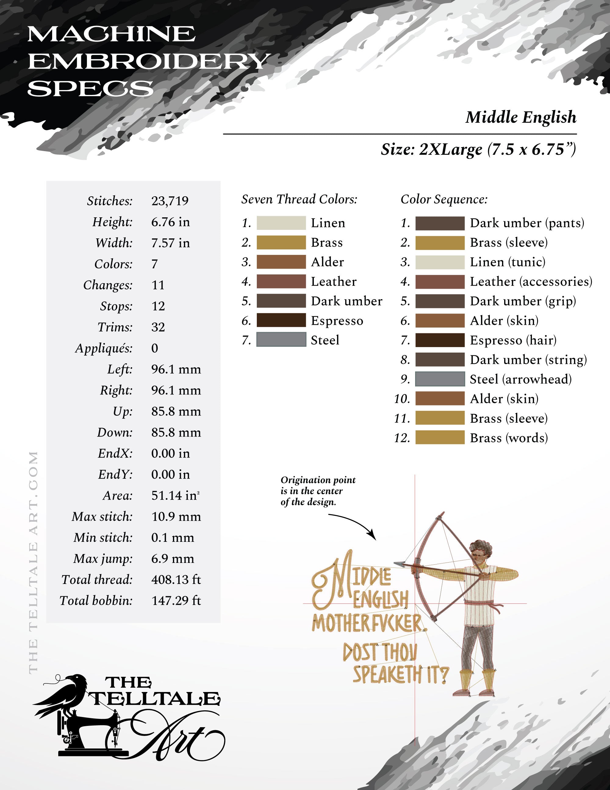 Middle English, Motherf*cker – Medieval Pulp Parody – Seven Sizes 4 to 10 Inches