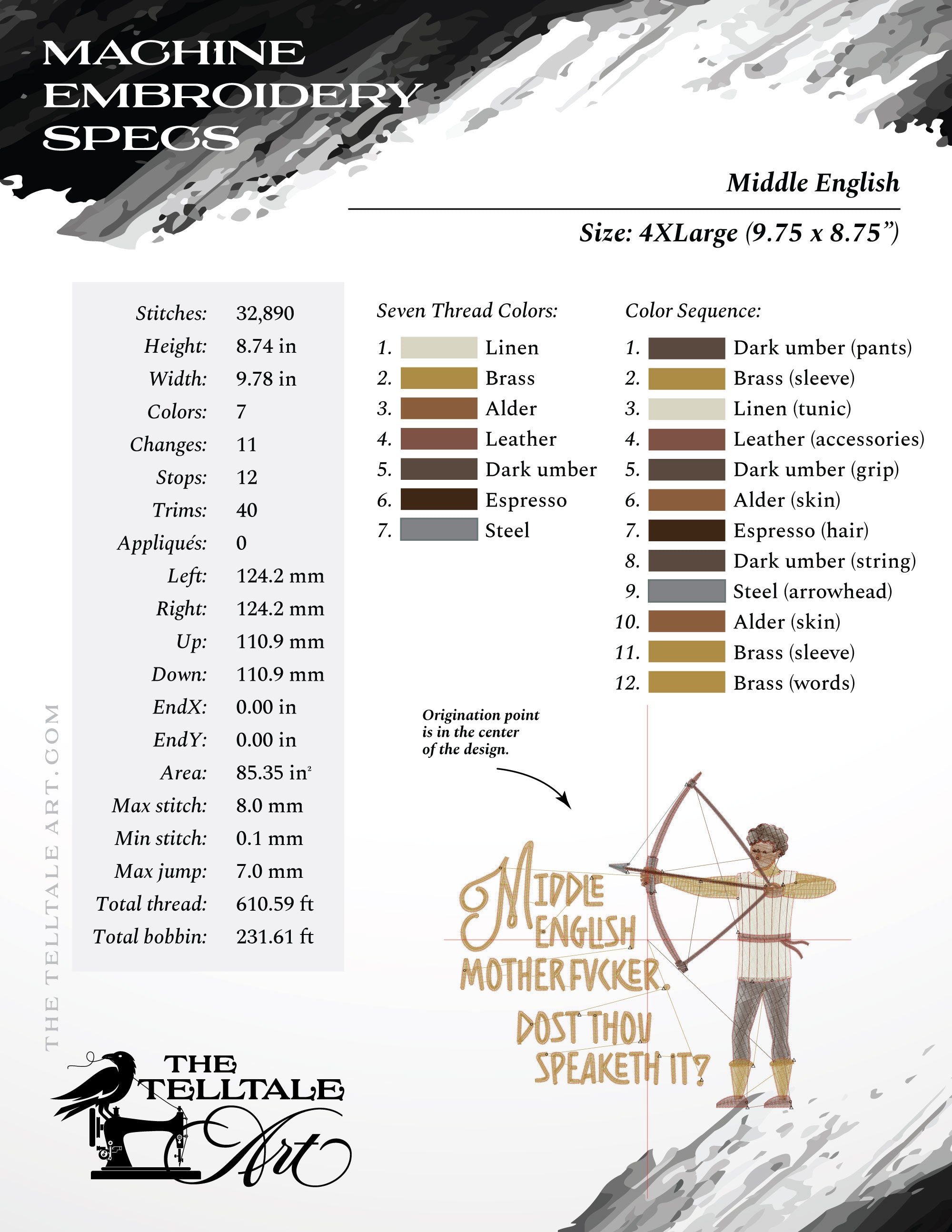 Middle English, Motherf*cker – Medieval Pulp Parody – Seven Sizes 4 to 10 Inches