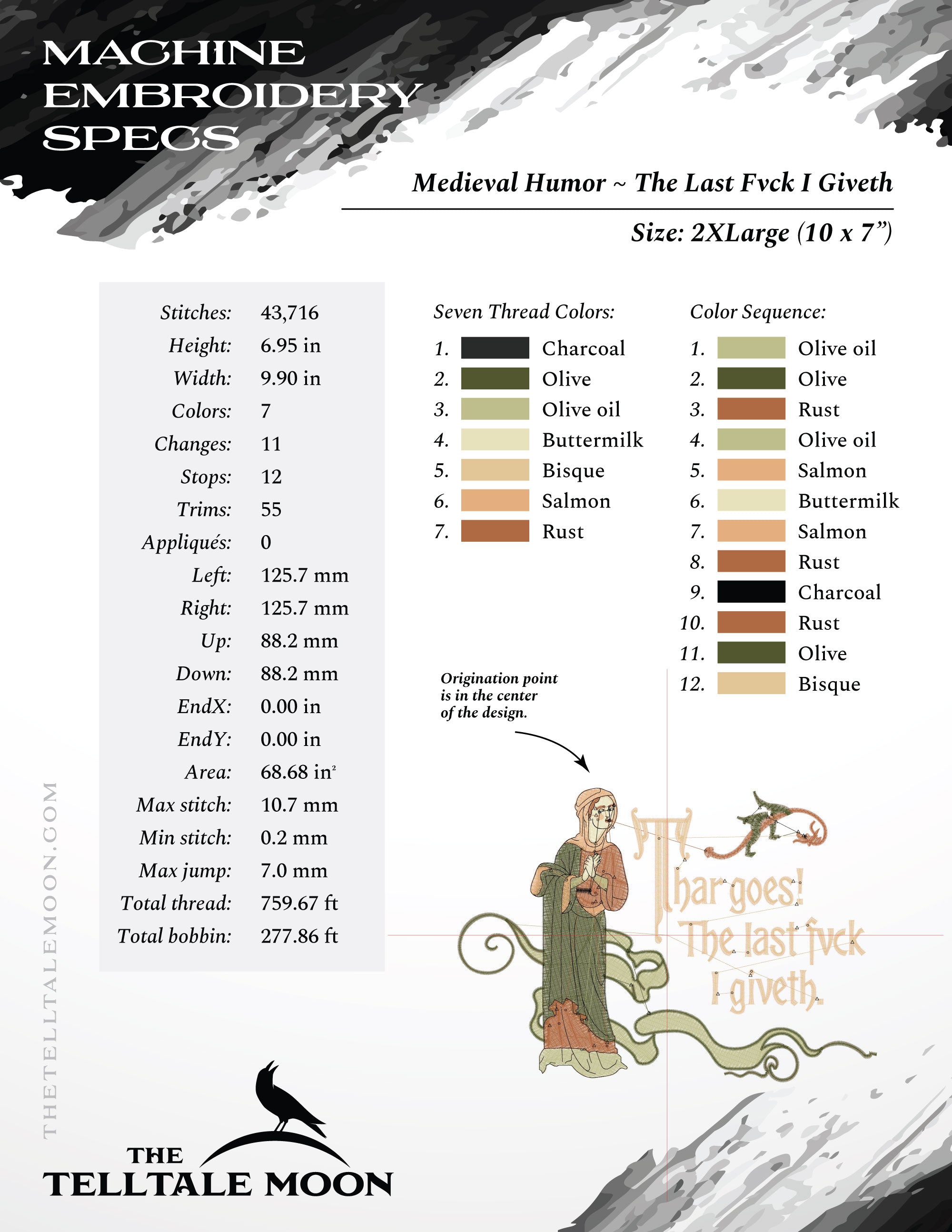 Embroidery: The Last Fvck I Giveth - Five Sizes About 6 to 9 Inches