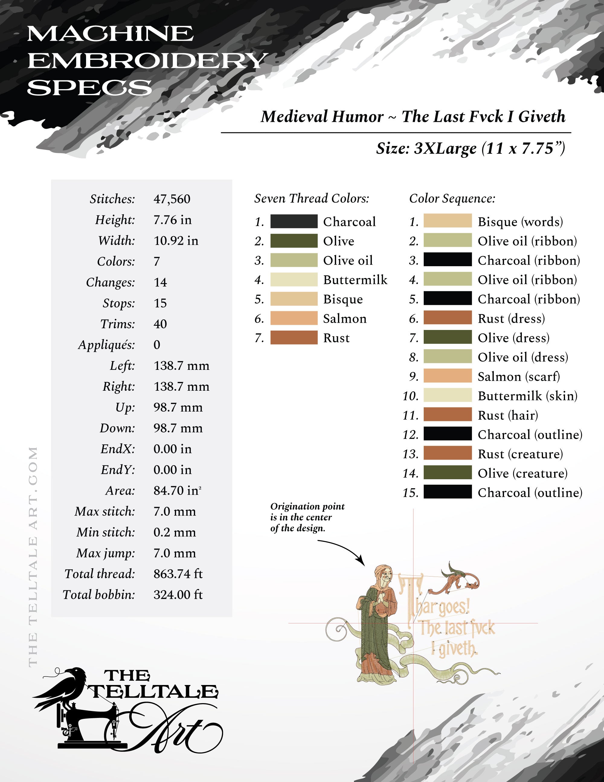 The Last Fvck I Giveth – Saxon-Style Medieval Humor – Six Sizes 6 to 12 Inches