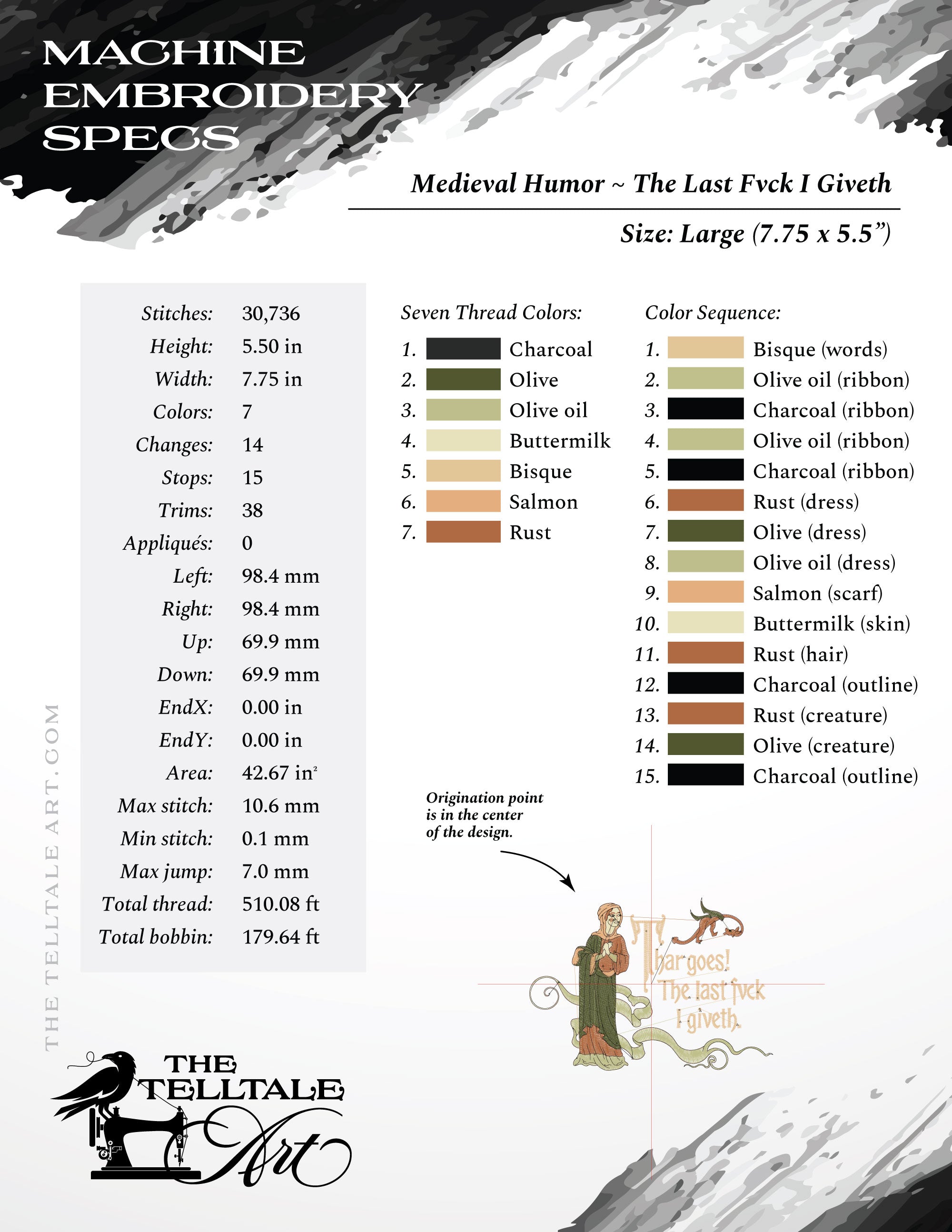 The Last Fvck I Giveth – Saxon-Style Medieval Humor – Six Sizes 6 to 12 Inches