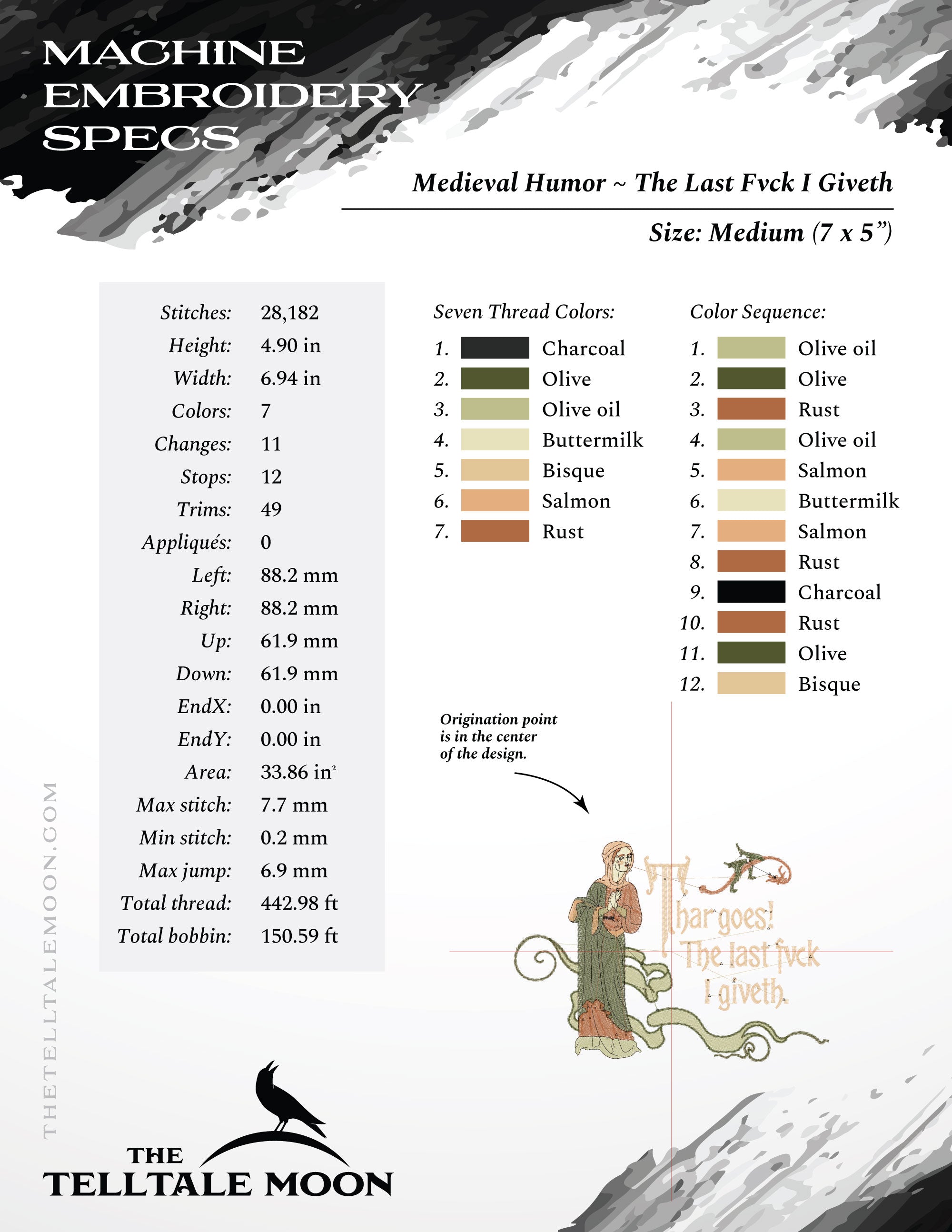 Embroidery: The Last Fvck I Giveth - Five Sizes About 6 to 9 Inches