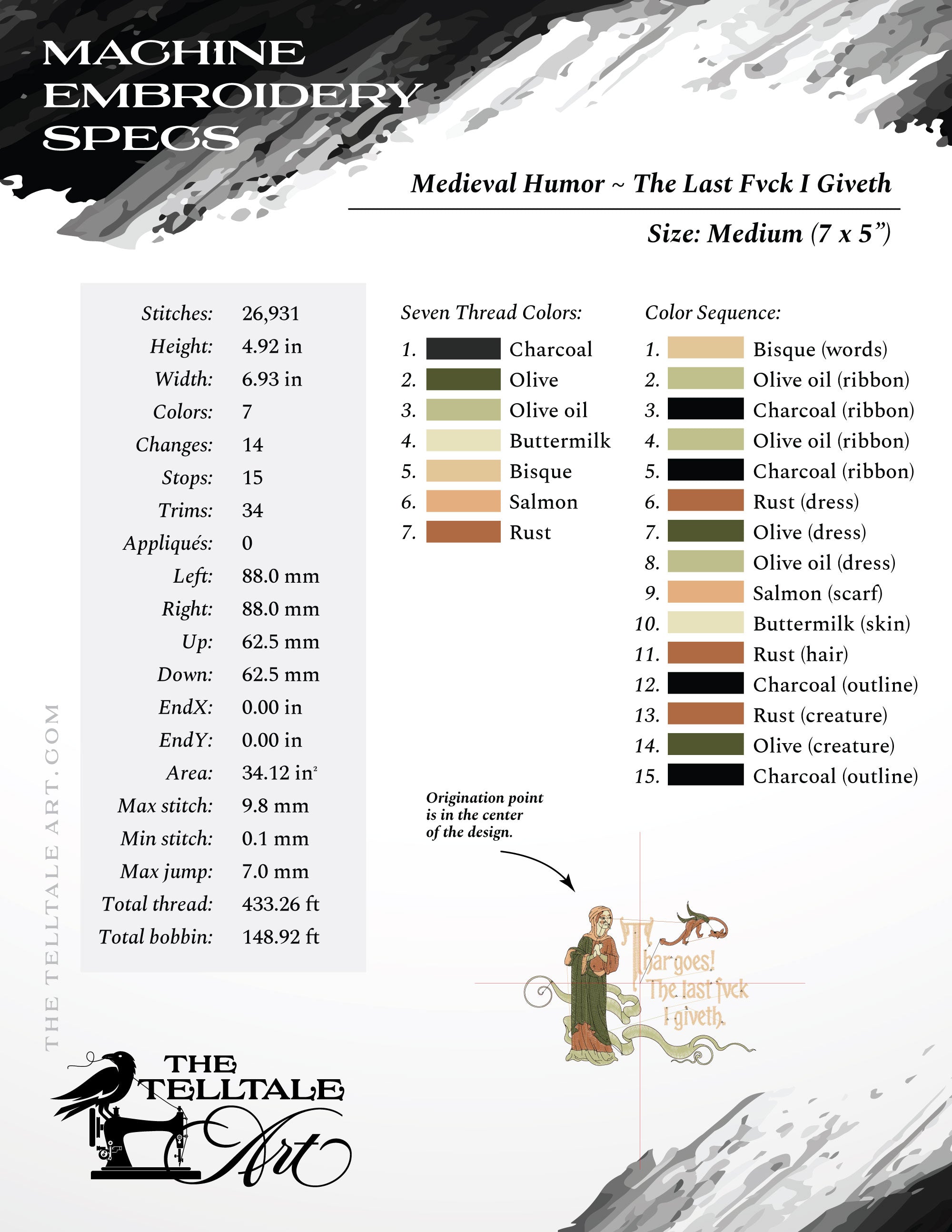 The Last Fvck I Giveth – Saxon-Style Medieval Humor – Six Sizes 6 to 12 Inches
