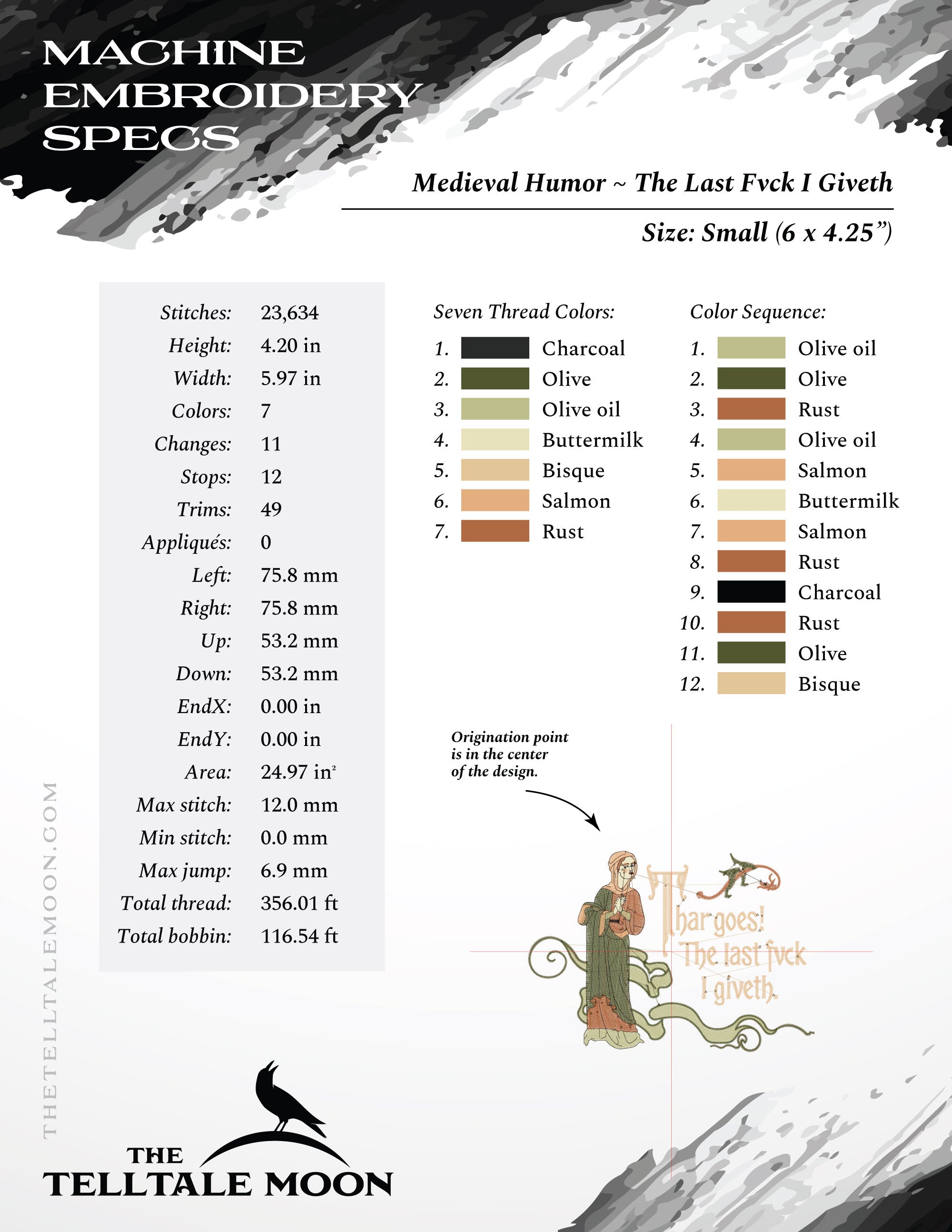 Embroidery: The Last Fvck I Giveth - Five Sizes About 6 to 9 Inches