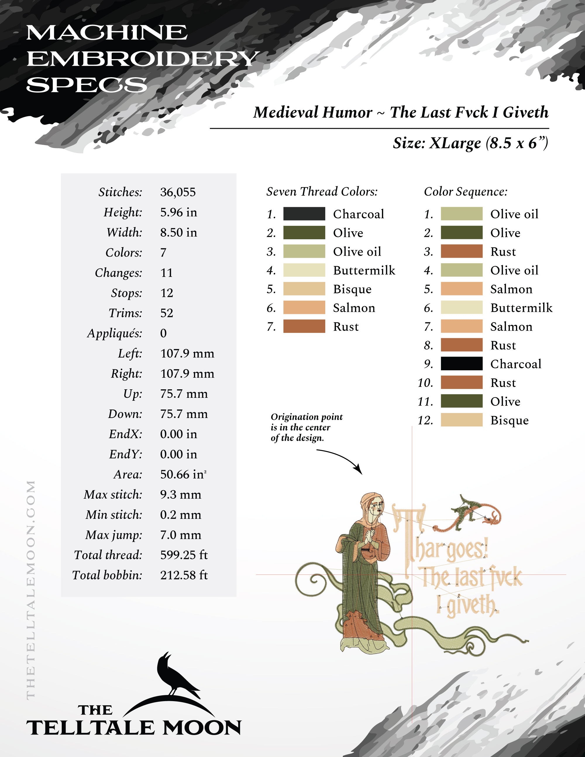 Embroidery: The Last Fvck I Giveth - Five Sizes About 6 to 9 Inches