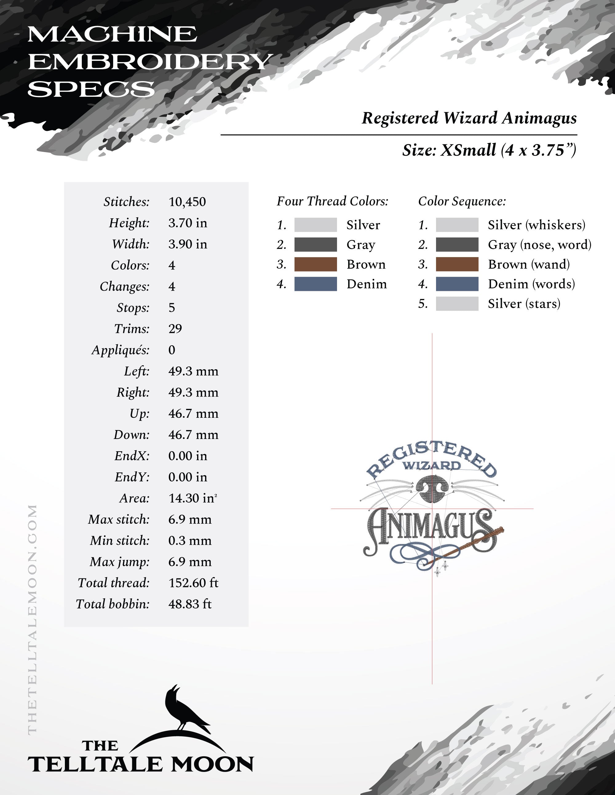 Registered Wizard Animal Theme for Canines – Magical Design – Five Sizes 4 to 9 Inches