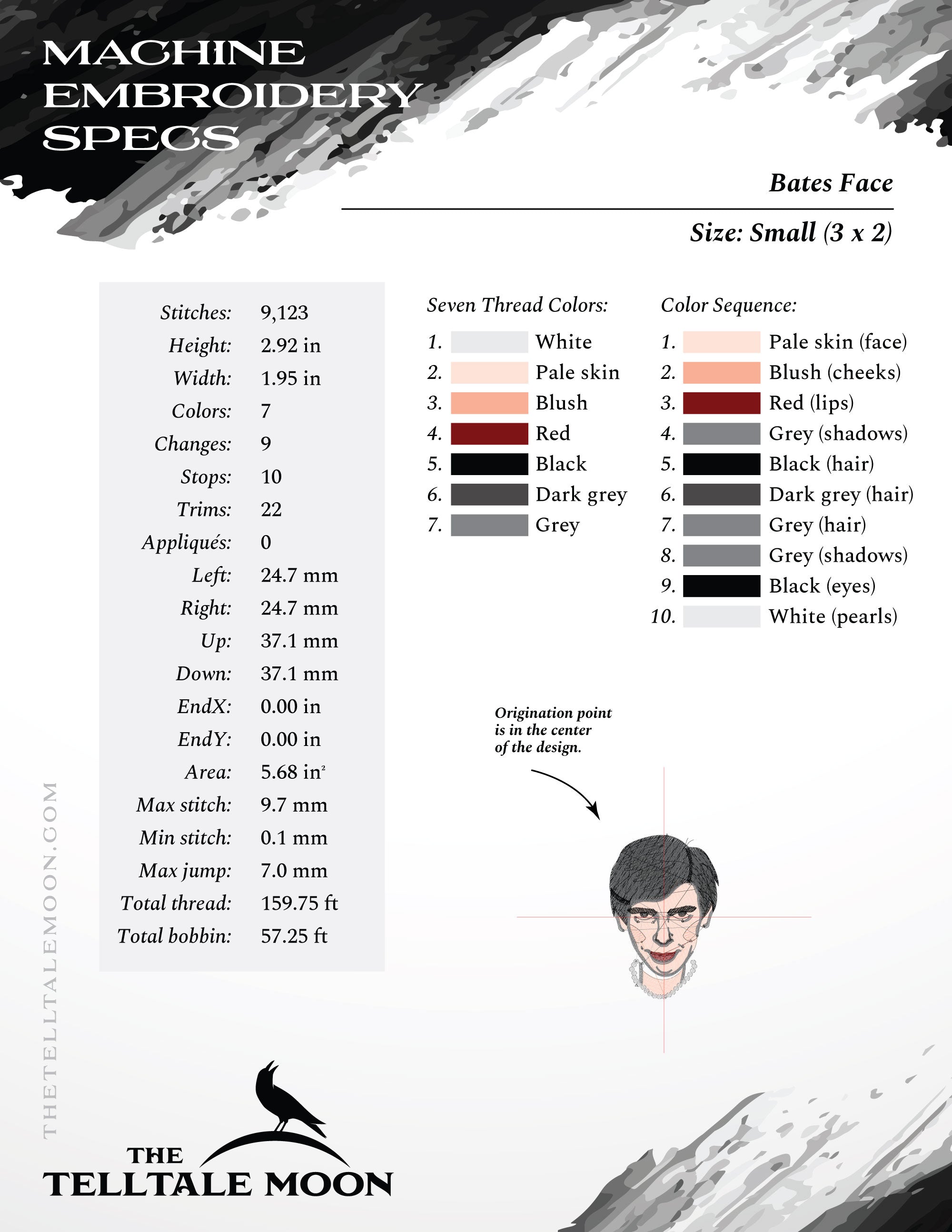 Embroidery: "Bates Taxidermy" Sign - Several Sizes From 5 to 10 Inches, Plus Face Icon