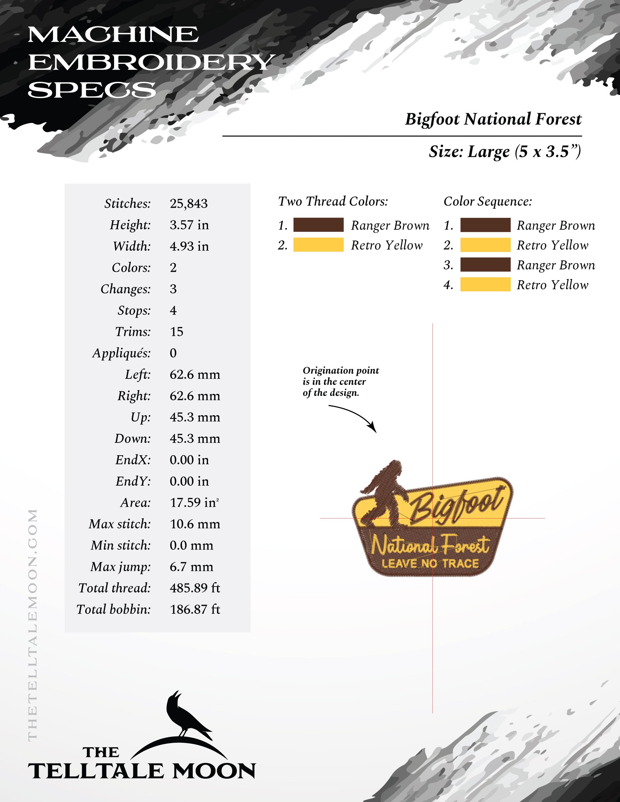 Embroidery: Bigfoot National Park - With and Without Fill - Several Sizes From 4 Inches