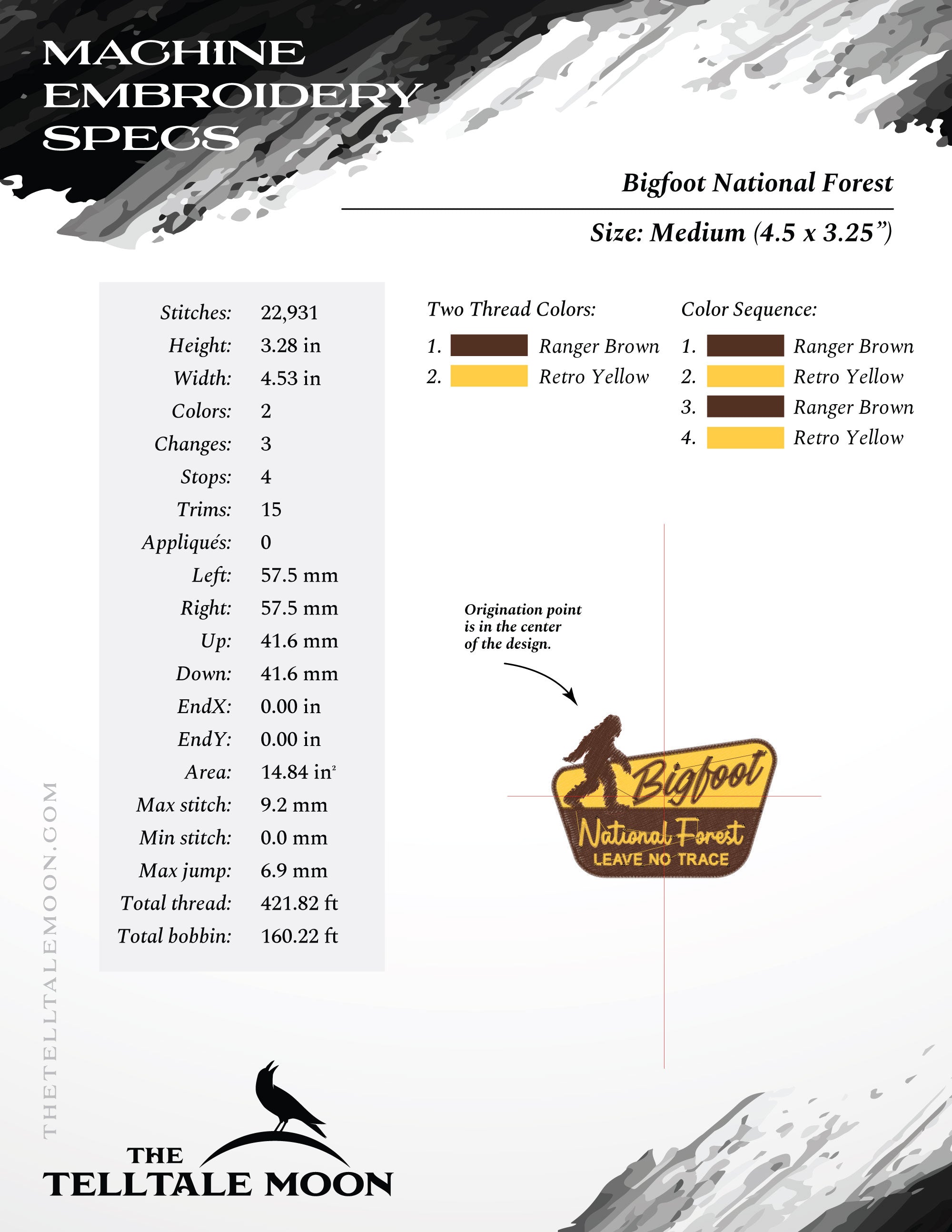 Embroidery: Bigfoot National Park - With and Without Fill - Several Sizes From 4 Inches