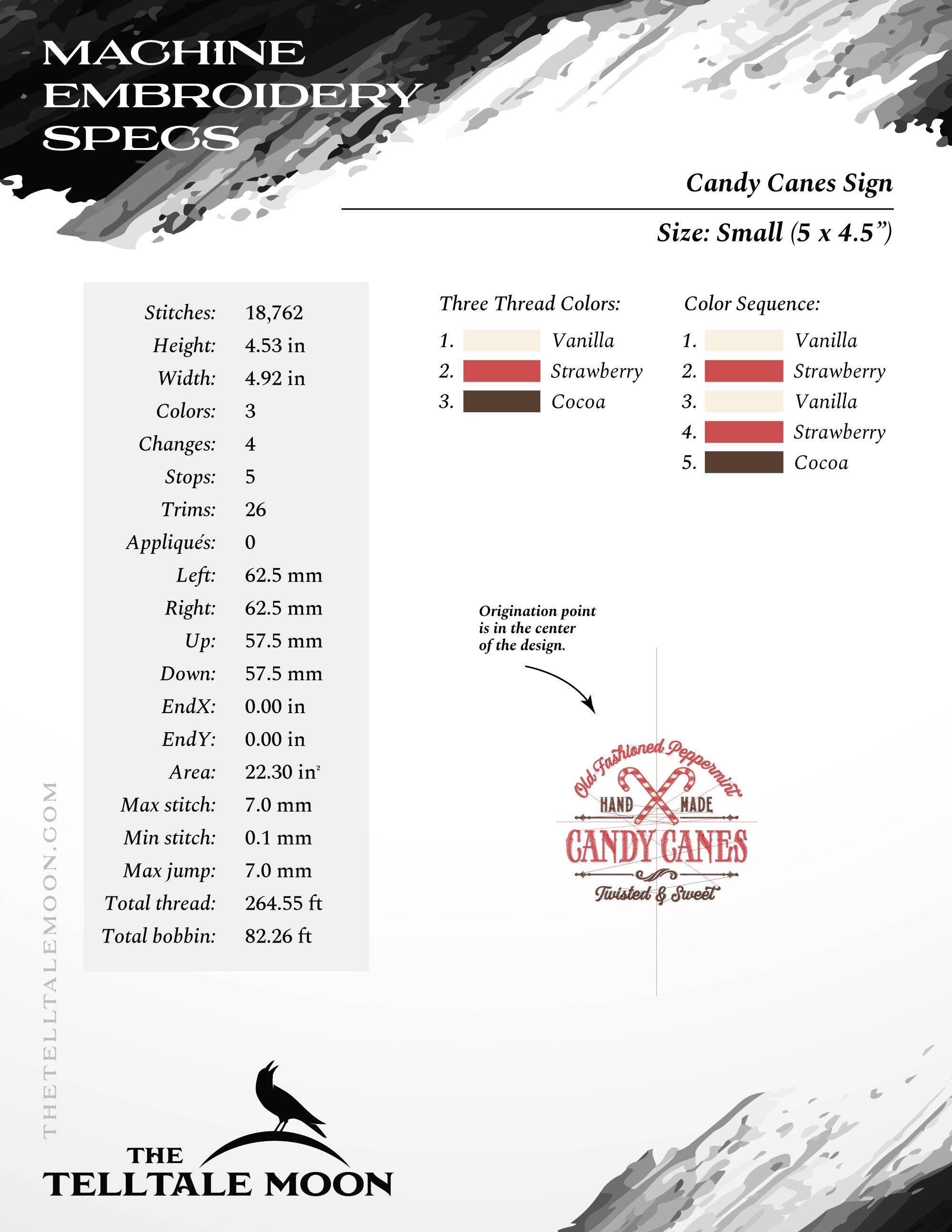 Embroidery: "Candy Canes" Retro Logo - Four Sizes Between 5 and 8 Inches