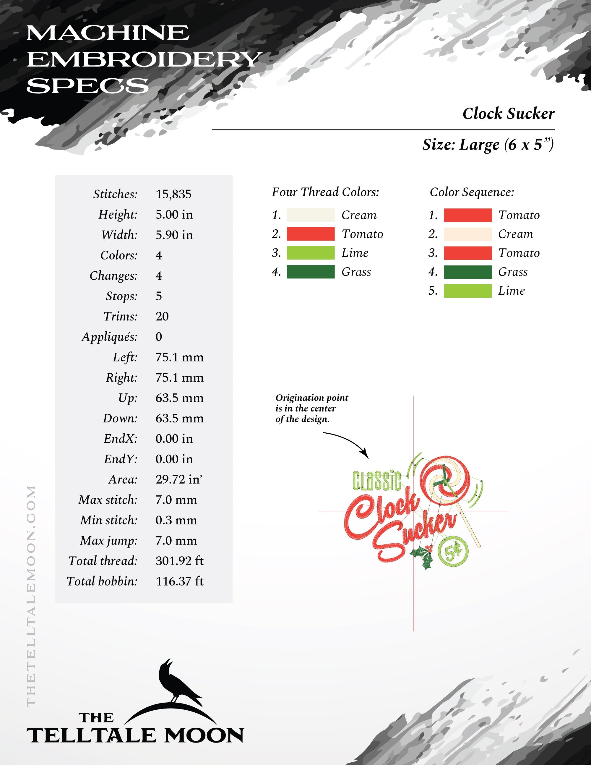 Embroidery: "Classic Clock Sucker" Retro Humor - Five Sizes for 4x4 and Larger Hoops