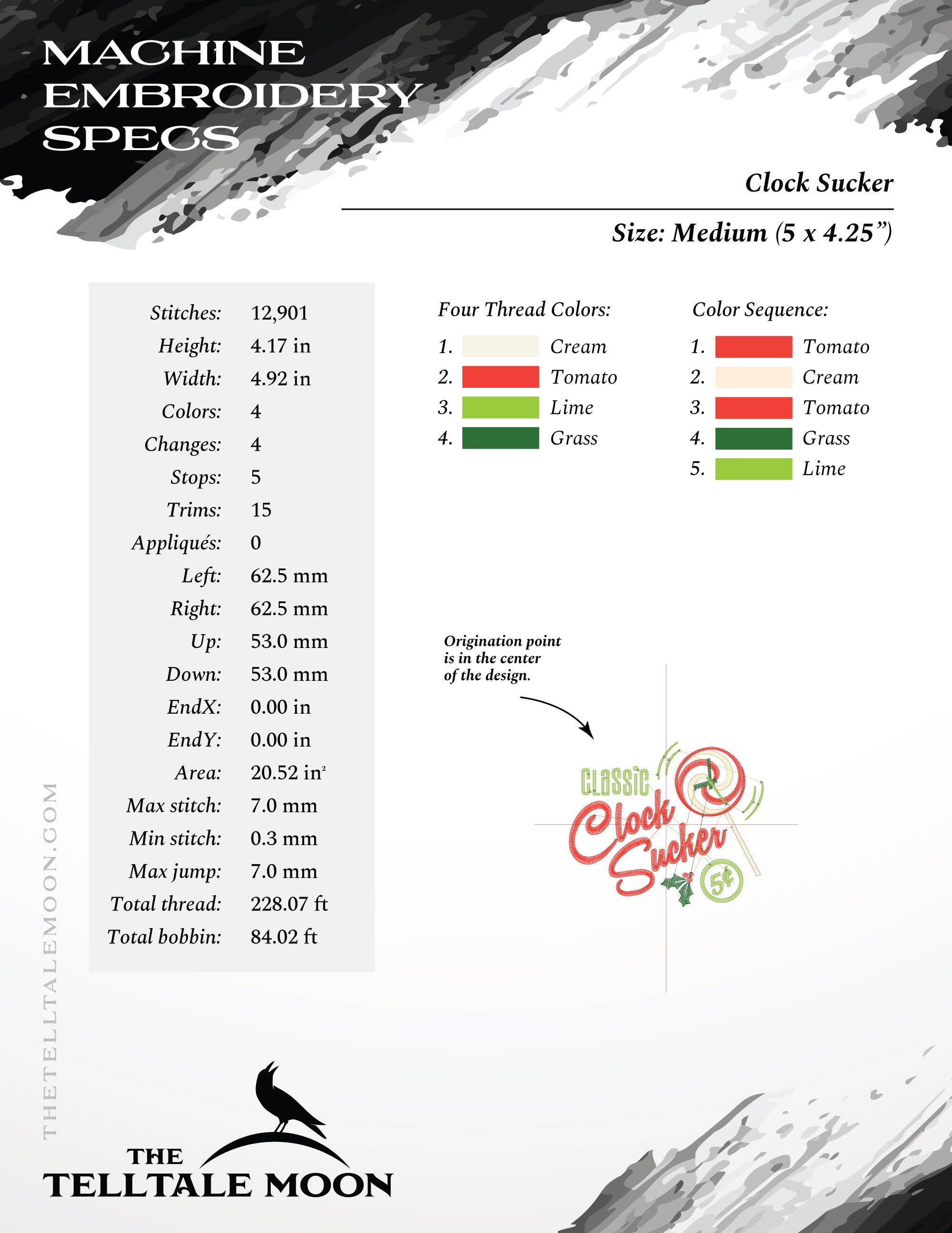 Embroidery: "Classic Clock Sucker" Retro Humor - Five Sizes for 4x4 and Larger Hoops