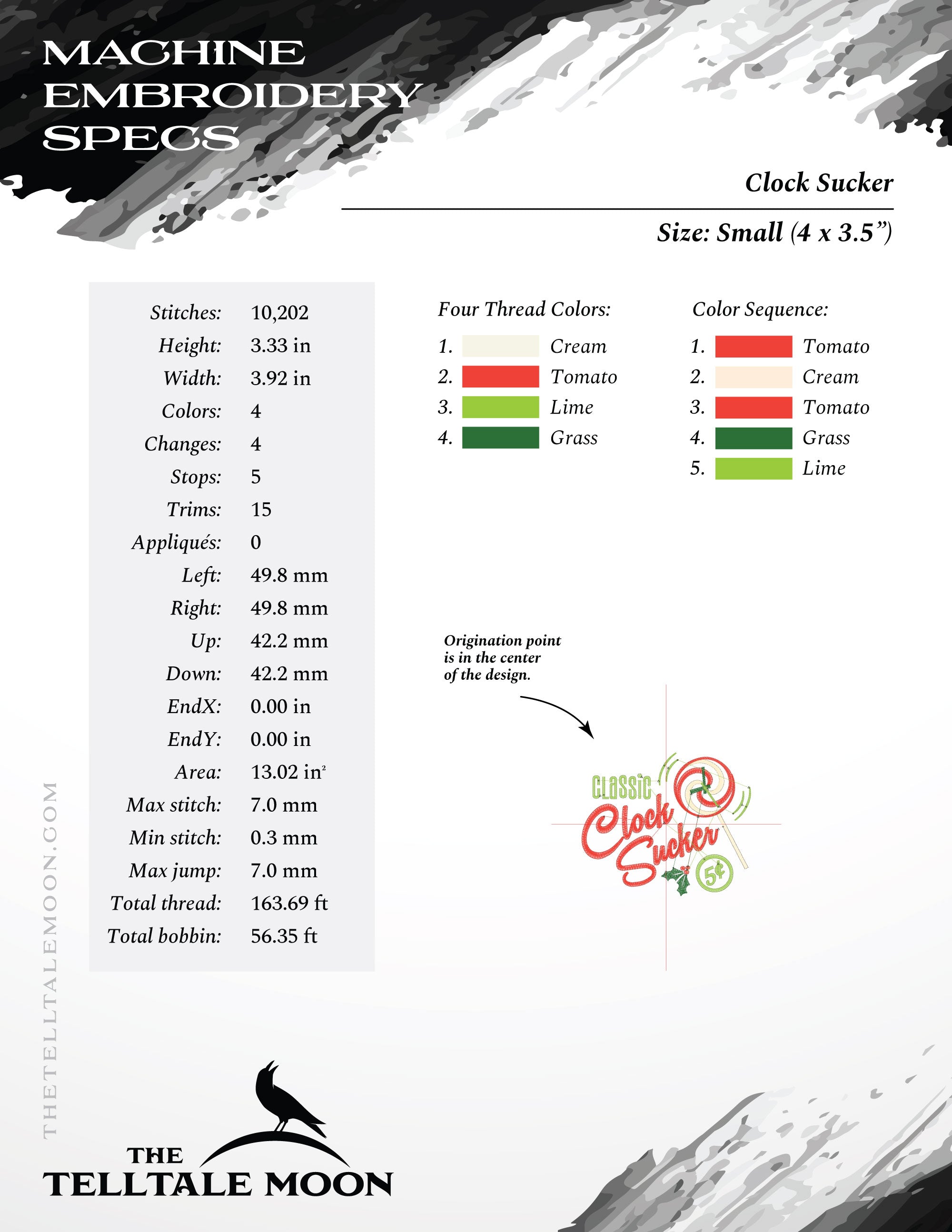 Embroidery: "Classic Clock Sucker" Retro Humor - Five Sizes for 4x4 and Larger Hoops