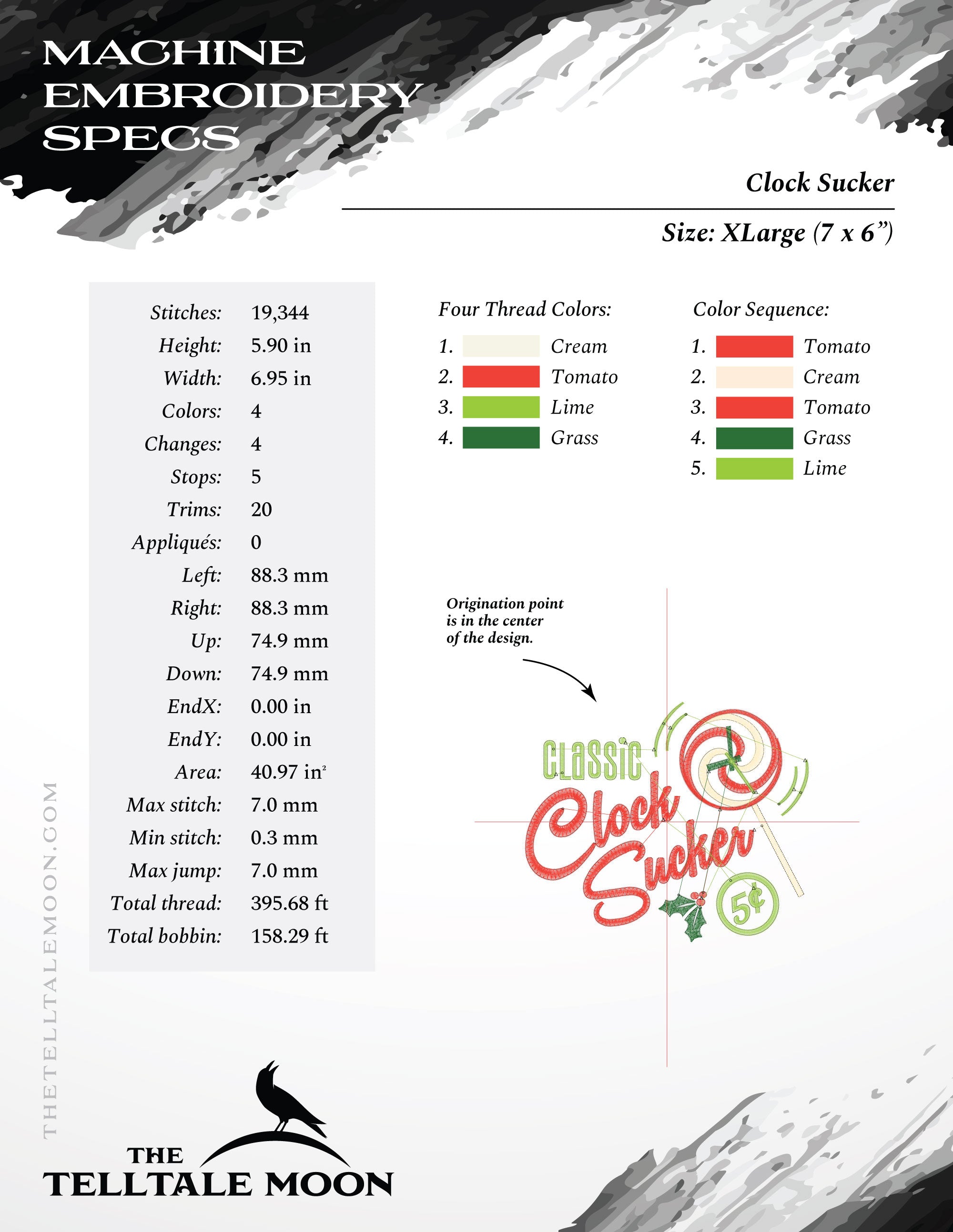 Embroidery: "Classic Clock Sucker" Retro Humor - Five Sizes for 4x4 and Larger Hoops