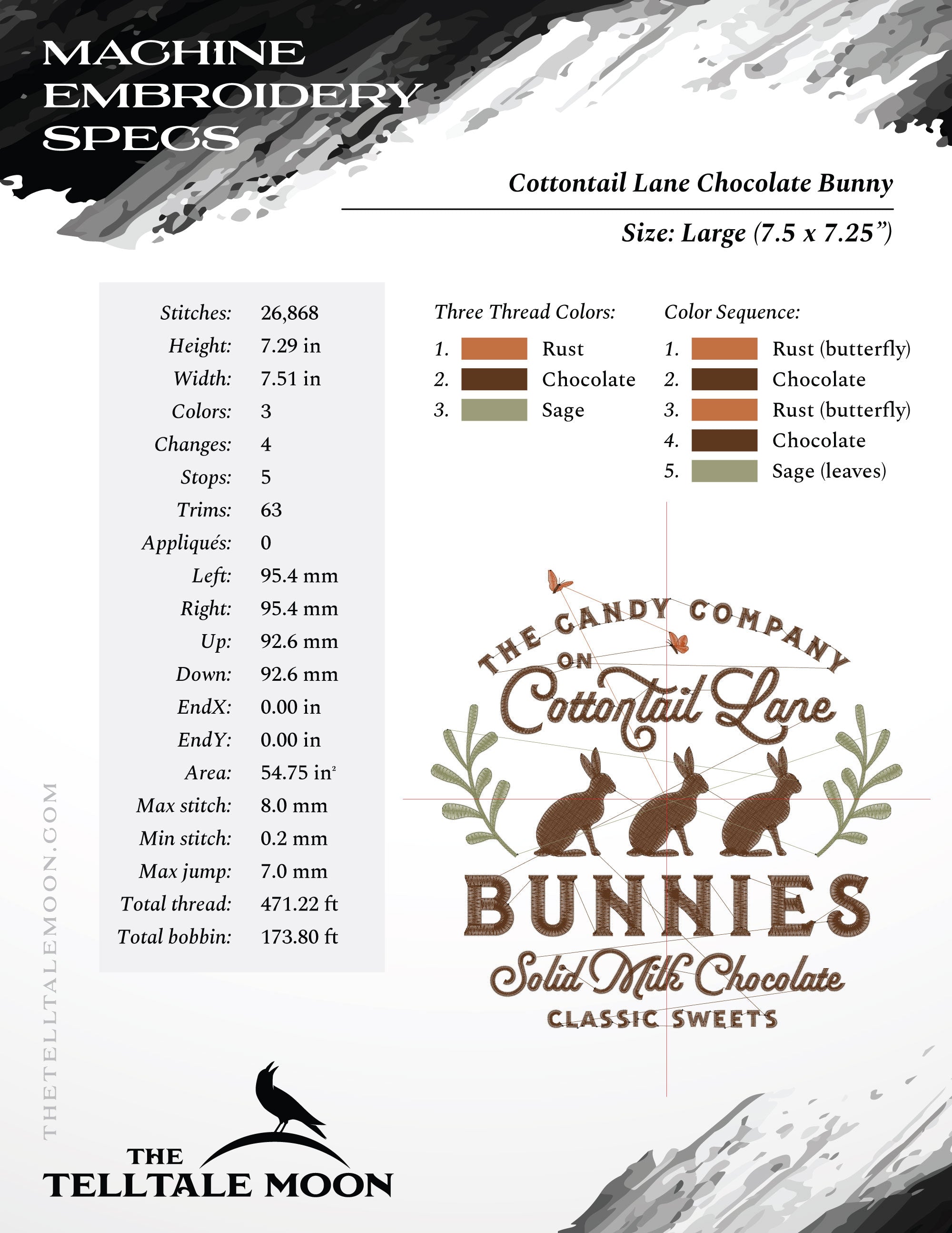 Embroidery: "Cottontail Lane Bunnies" Spring Fun - 6.5 and 7.5 Inches Wide