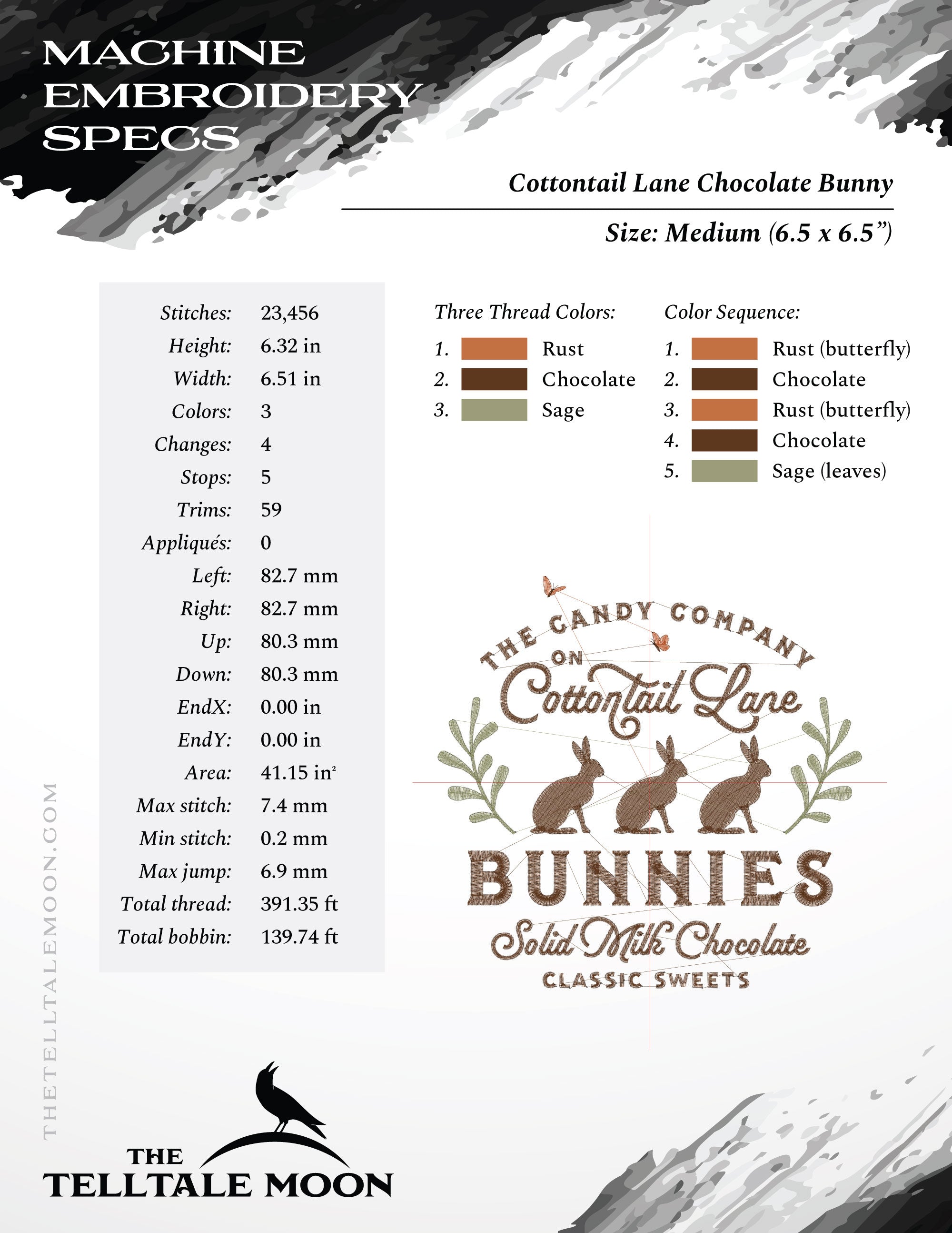 Embroidery: "Cottontail Lane Bunnies" Spring Fun - 6.5 and 7.5 Inches Wide