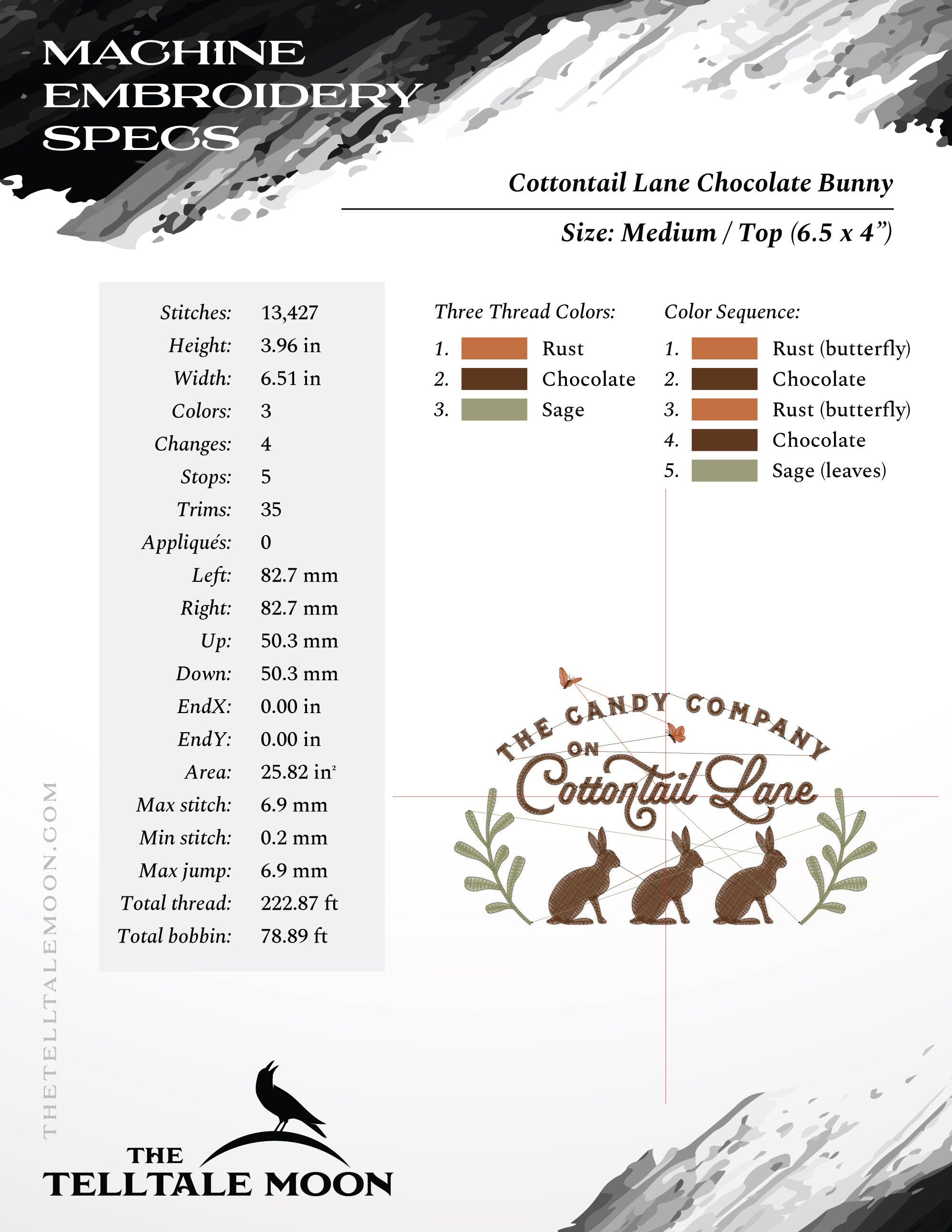 Embroidery: "Cottontail Lane Bunnies" Spring Fun - 6.5 and 7.5 Inches Wide