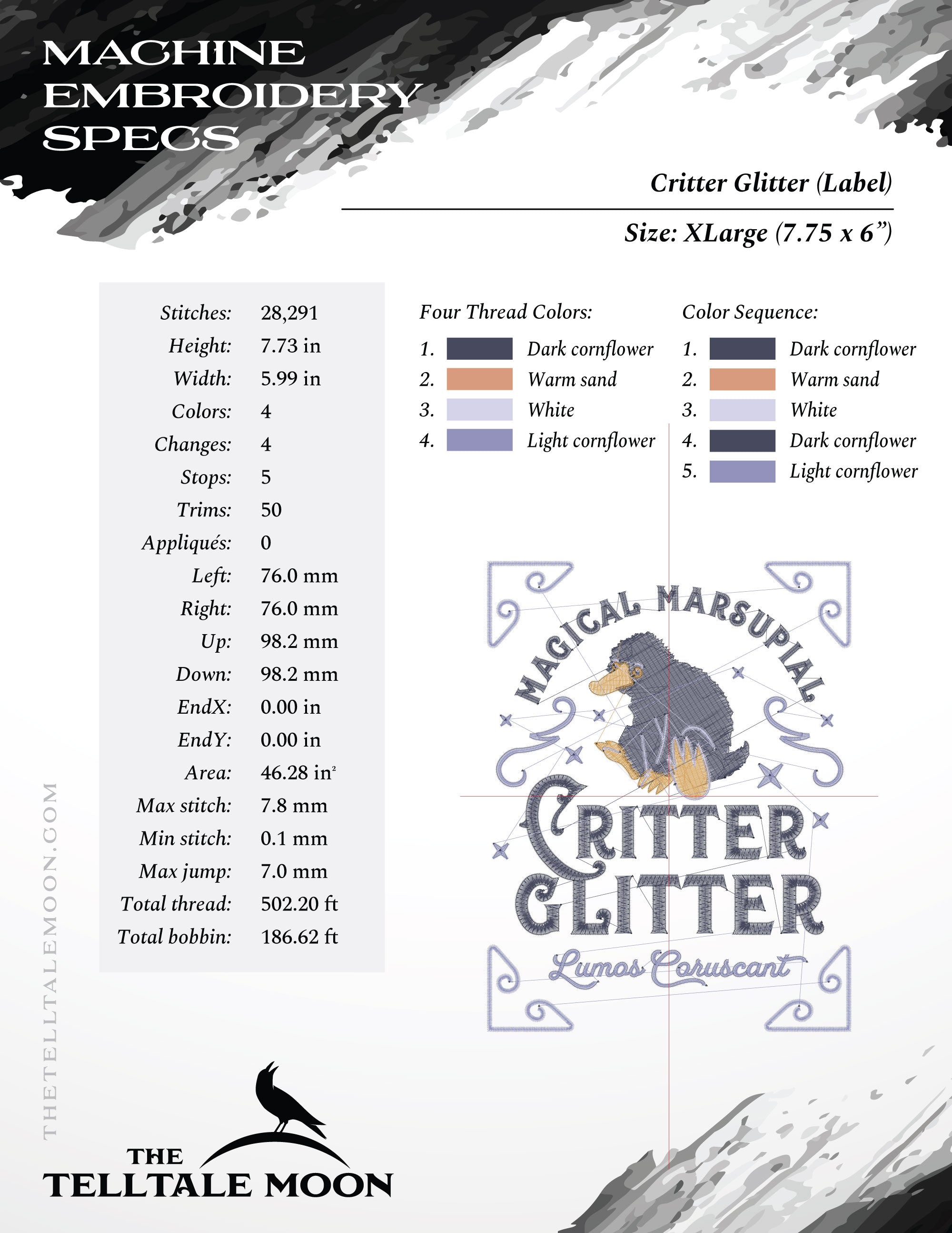Embroidery: Magical Beast "Critter Glitter" Design Set - 5, 6, 7, and 8 Inches
