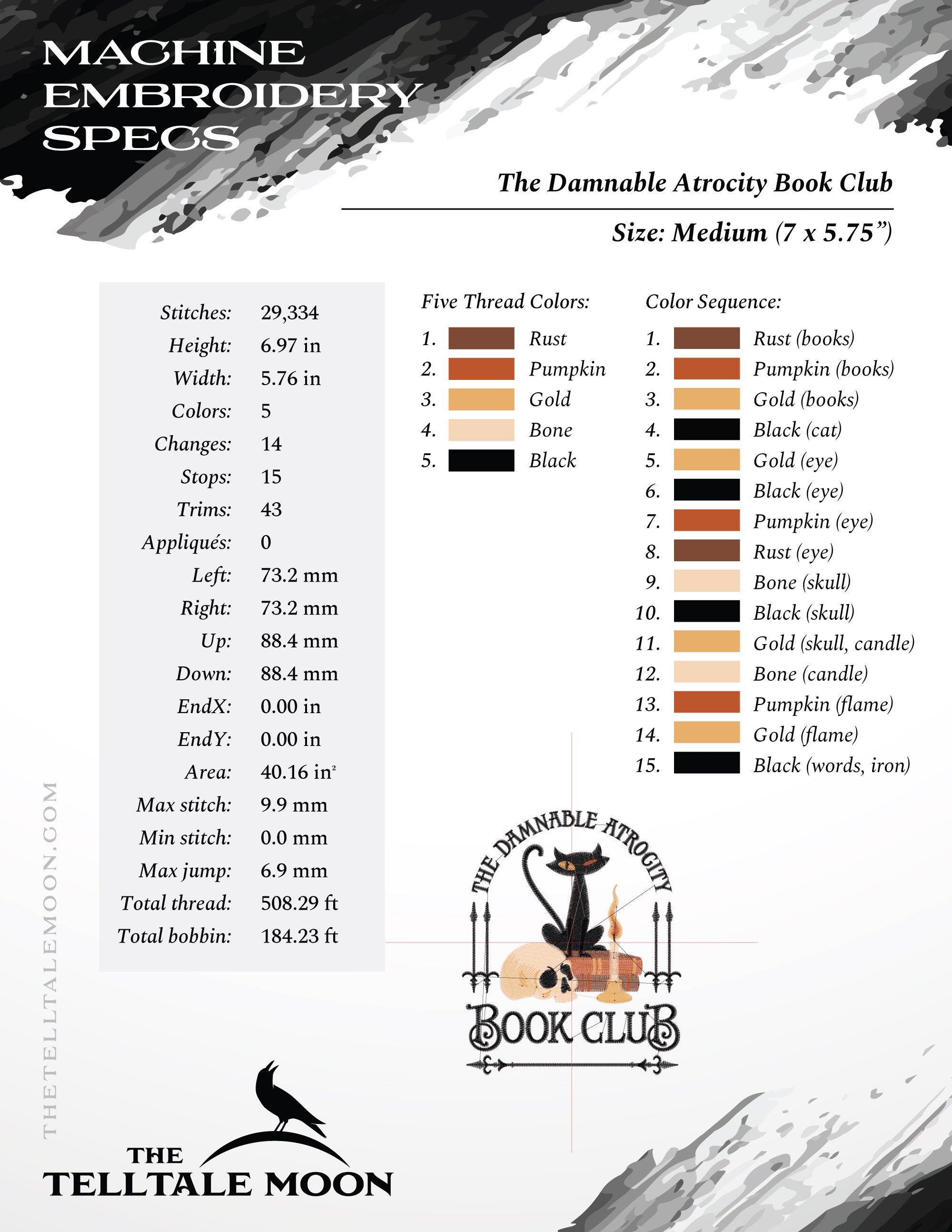 Embroidery: Poe-inspired "Damnable Atrocity Book Club" From the Pages of "The Black Cat"