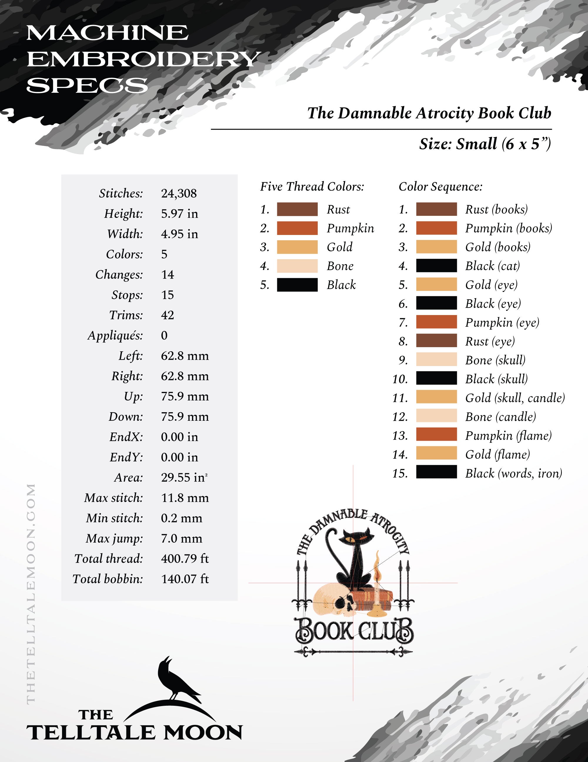 Embroidery: Poe-inspired "Damnable Atrocity Book Club" From the Pages of "The Black Cat"