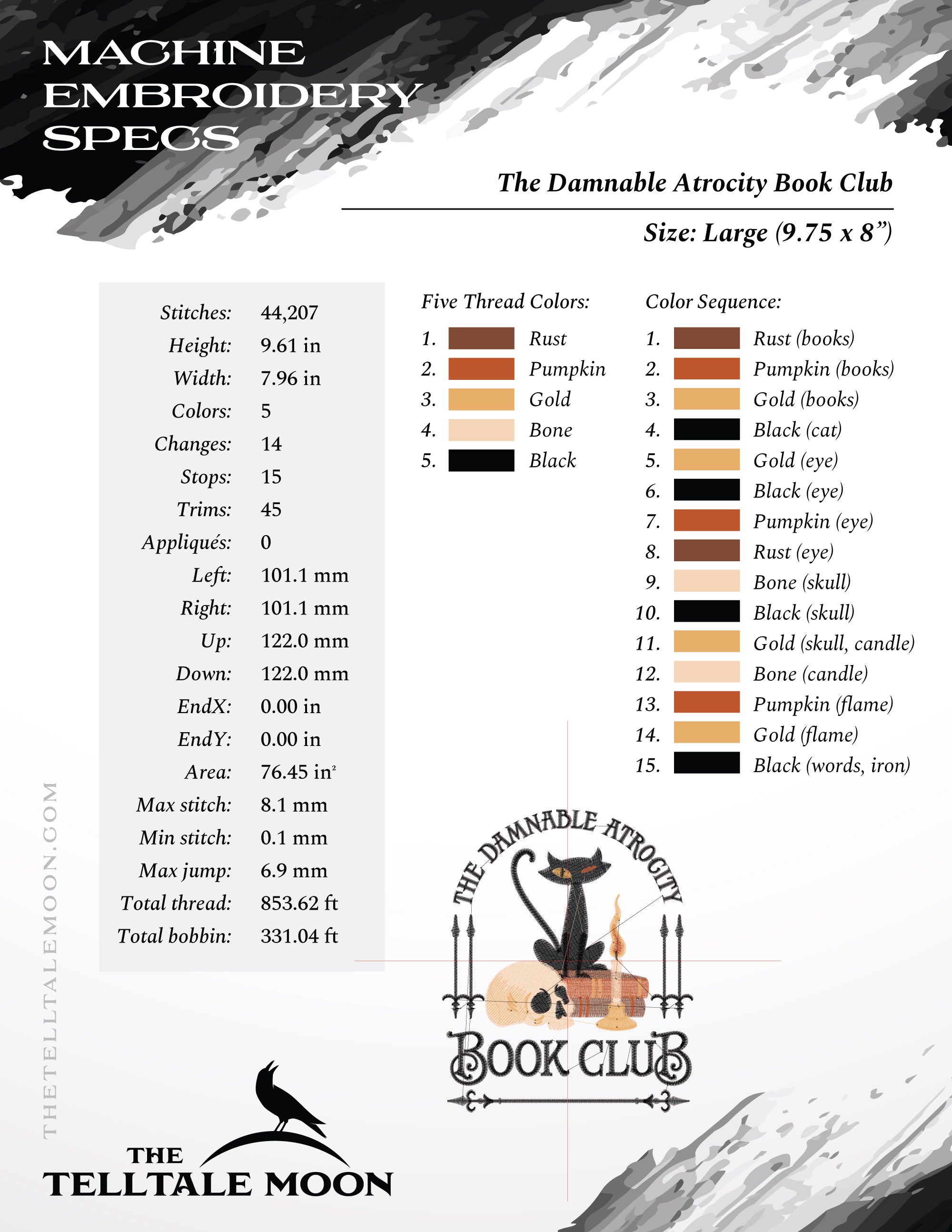 Embroidery: Poe-inspired "Damnable Atrocity Book Club" From the Pages of "The Black Cat"