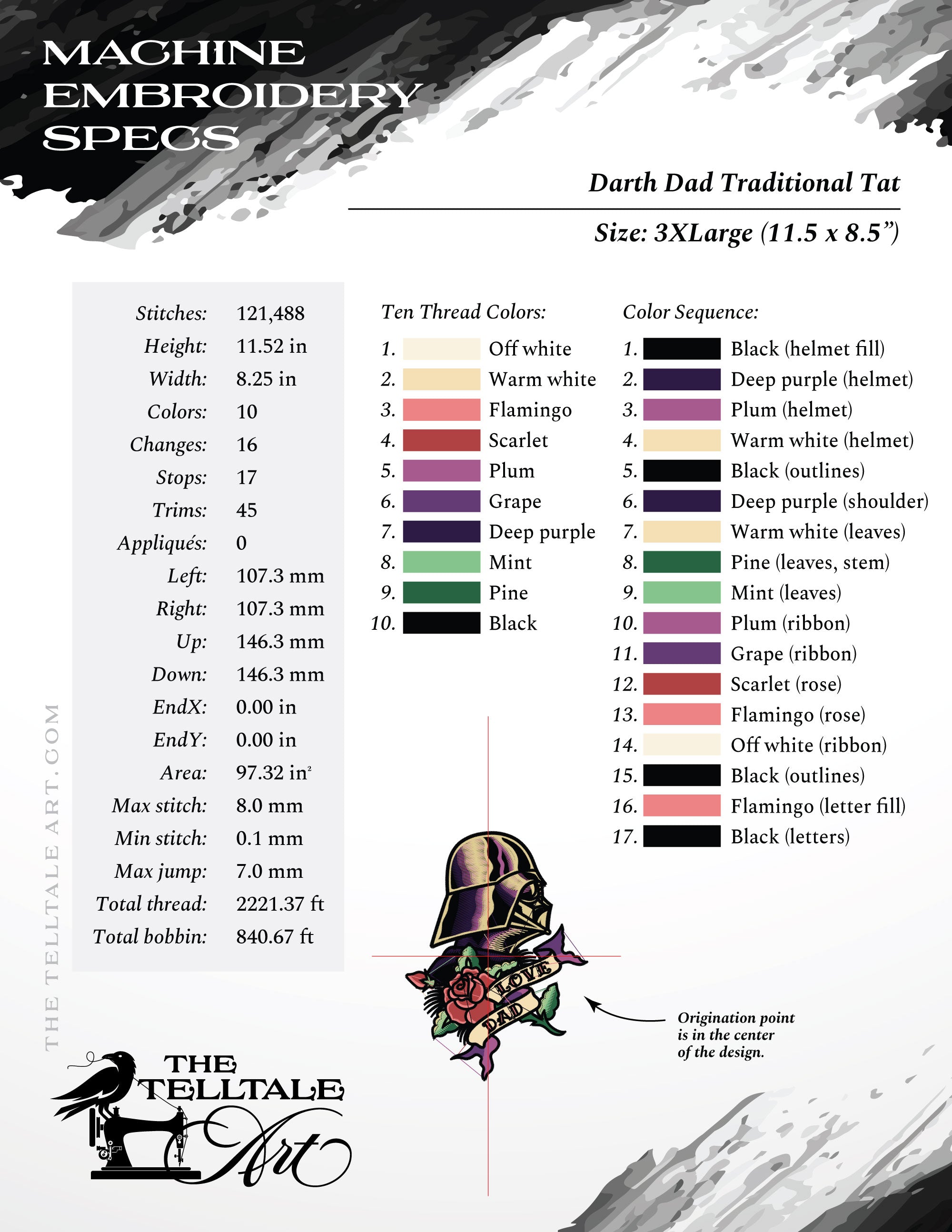 Darth Dad Tattoo – American Traditional Style – Six Sizes 6 to 11 Inches
