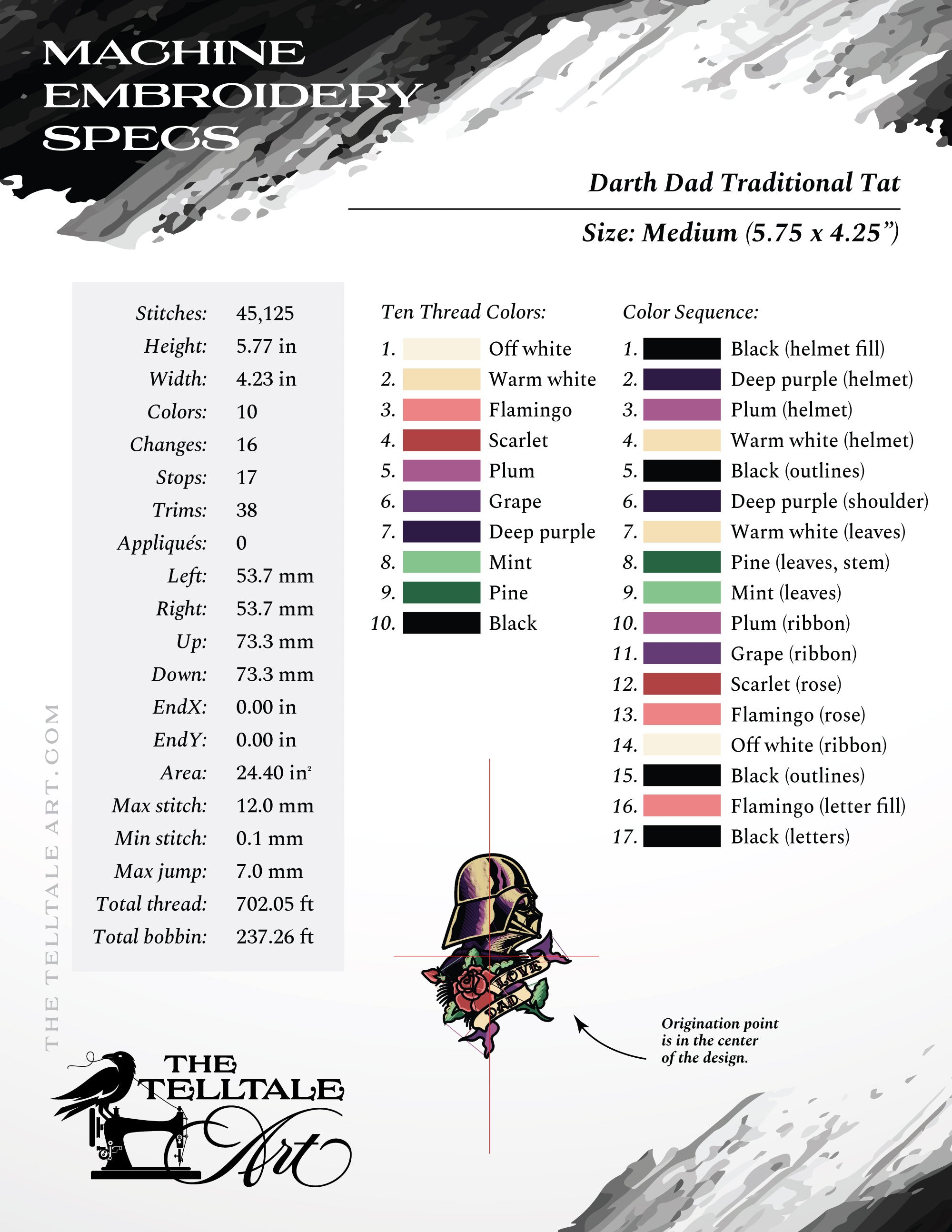 Darth Dad Tattoo – American Traditional Style – Six Sizes 6 to 11 Inches