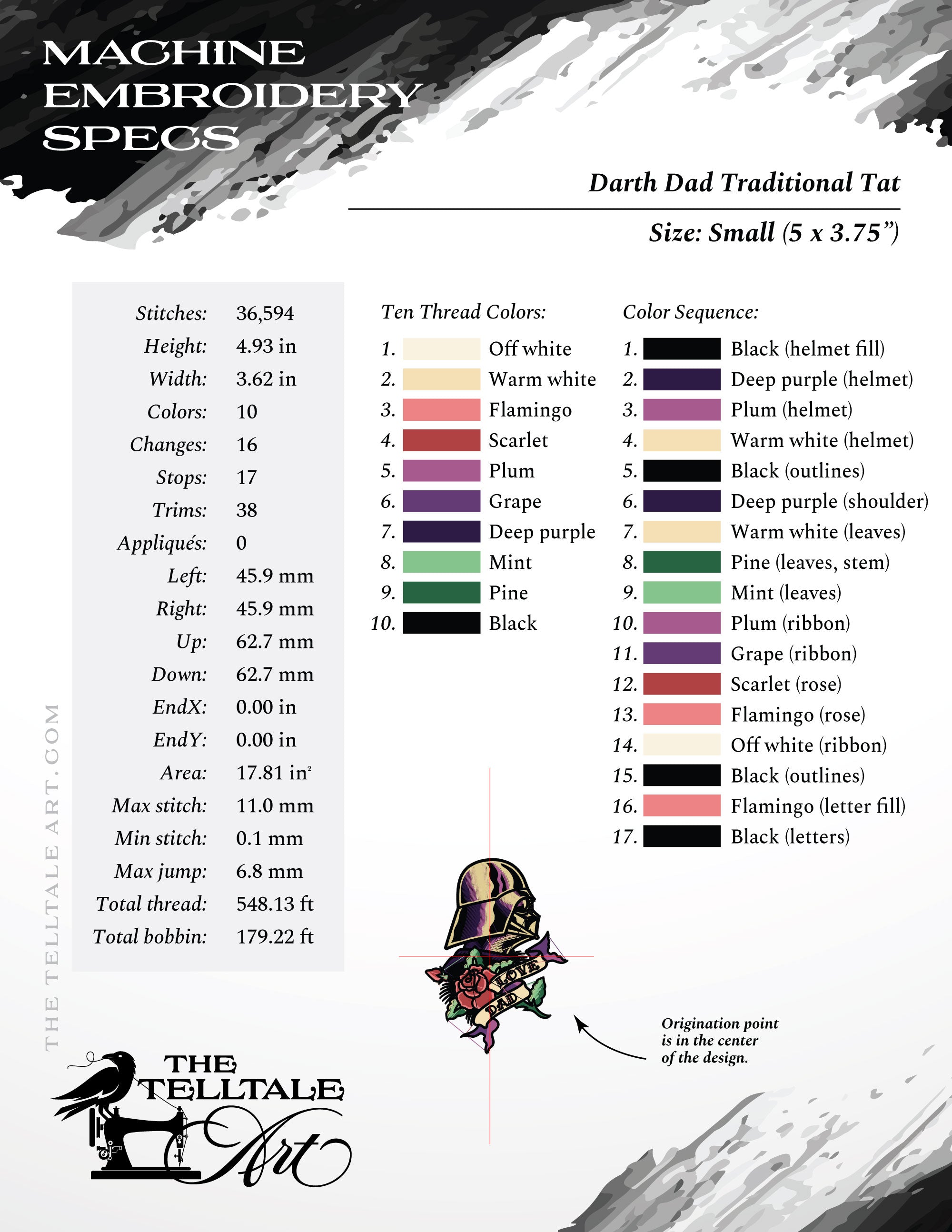 Darth Dad Tattoo – American Traditional Style – Six Sizes 6 to 11 Inches