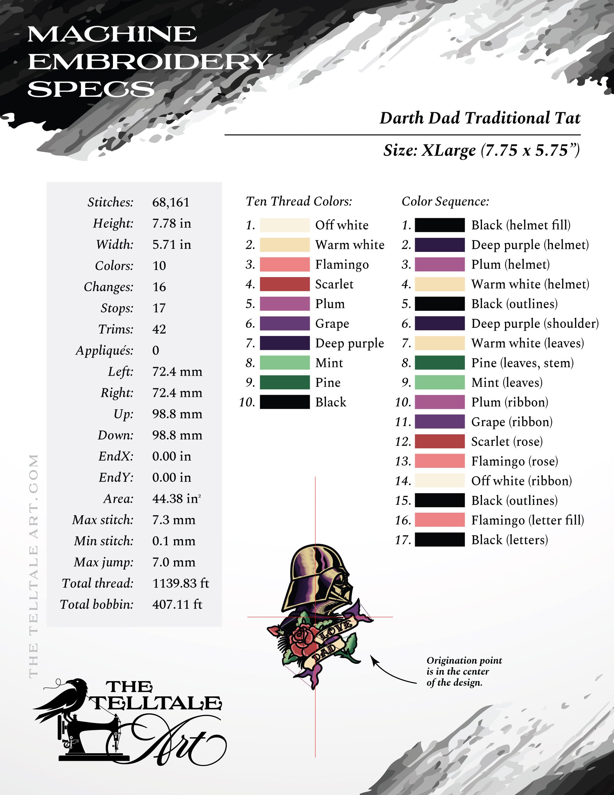 Darth Dad Tattoo – American Traditional Style – Six Sizes 6 to 11 Inches