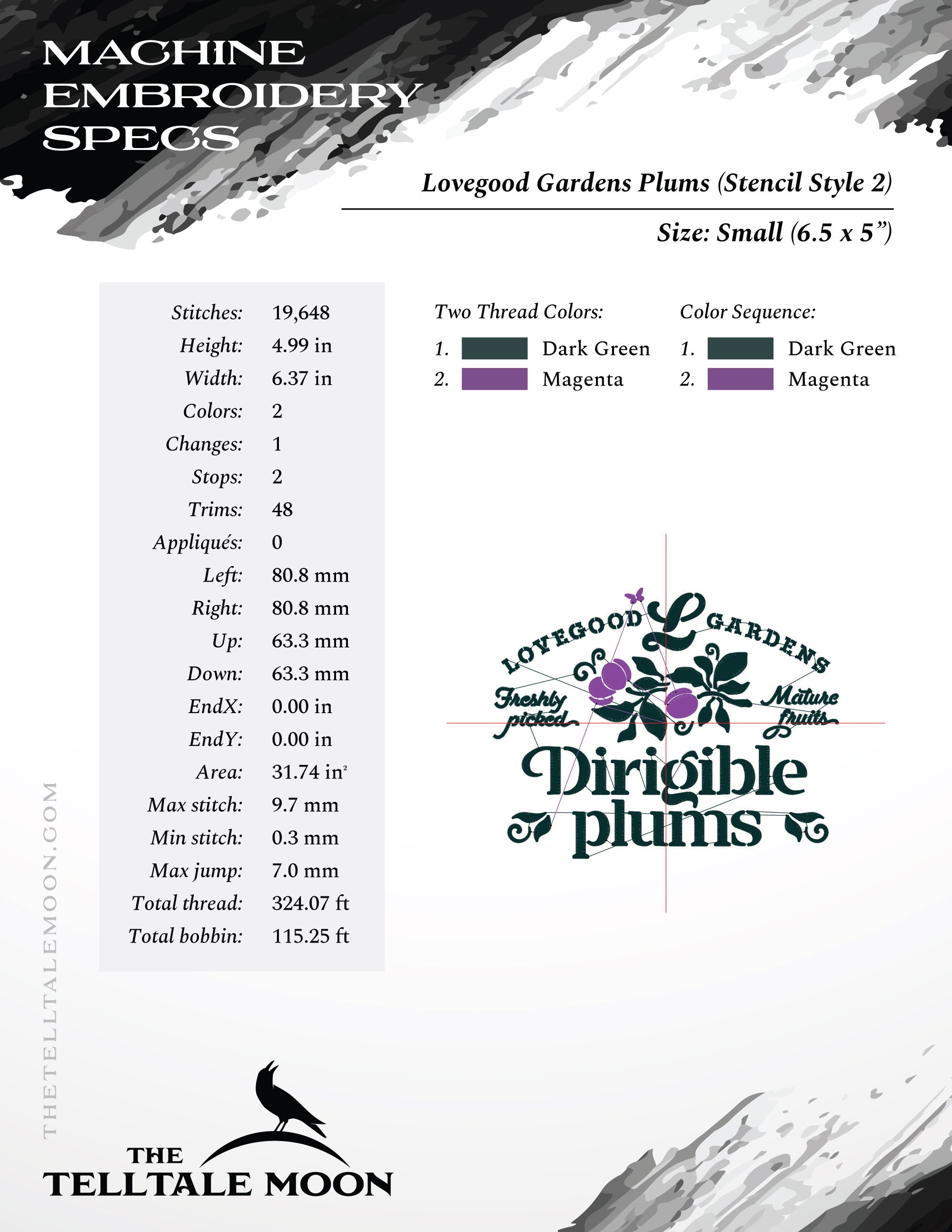 Embroidery Files: "Lovegood Gardens" Stencil-style Wizard Art - 7, 8, and 11 Inches