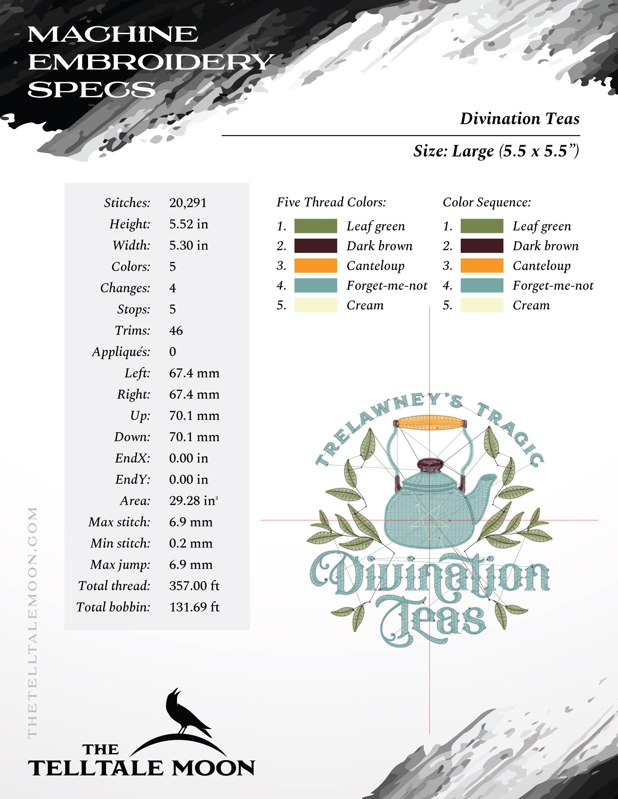 Embroidery Files: "Divination Teas" Drink Cozy Pattern