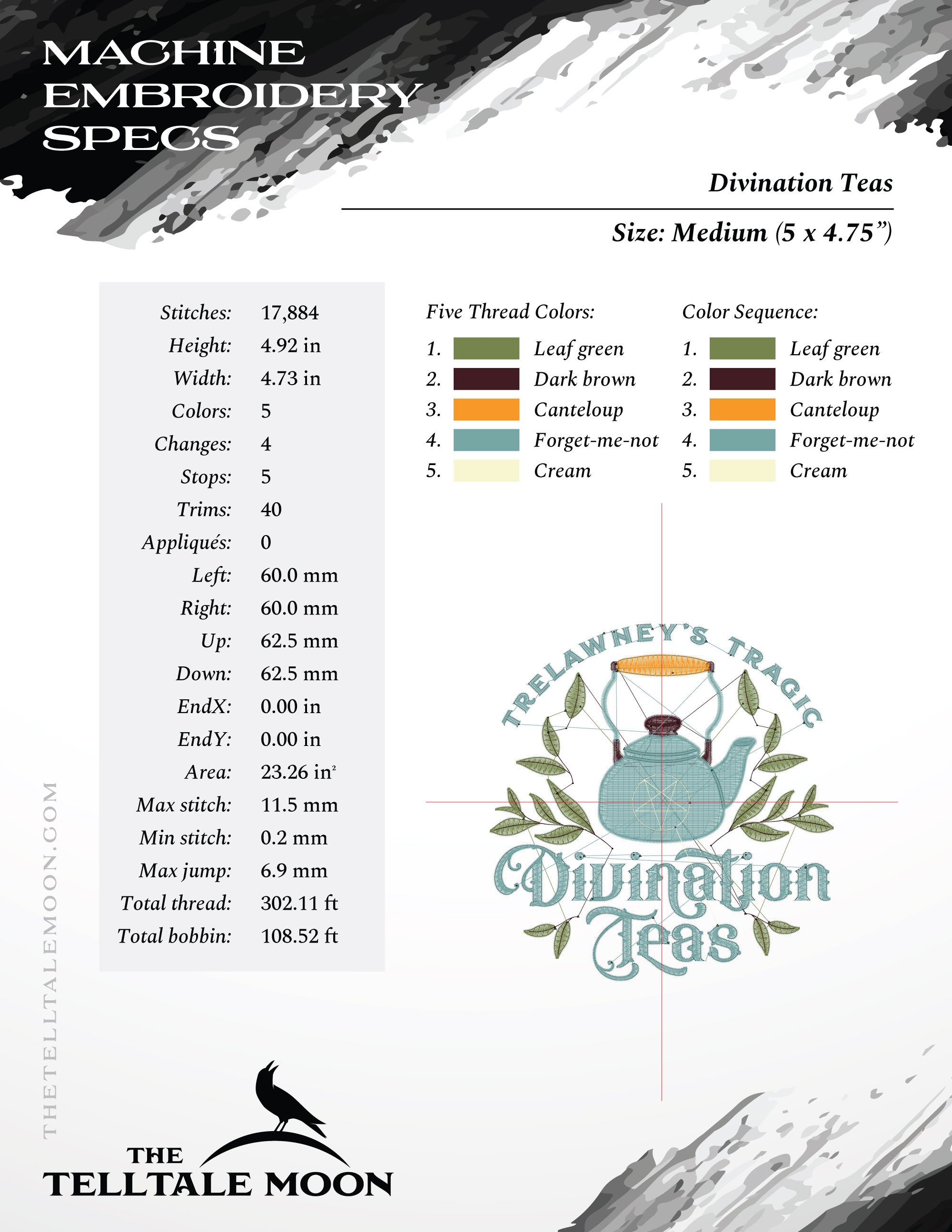 Embroidery Files: "Divination Teas" Drink Cozy Pattern