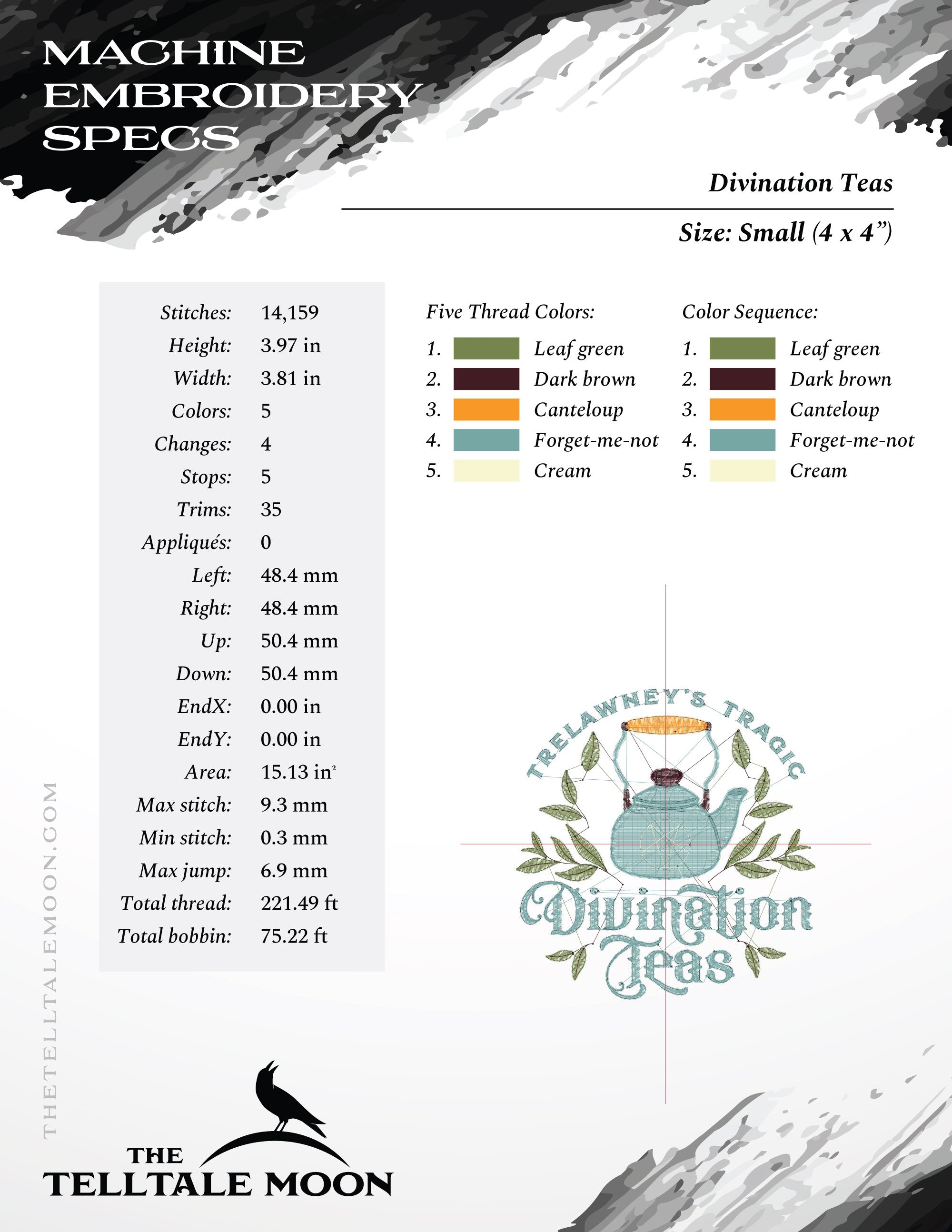 Embroidery Files: "Divination Teas" Drink Cozy Pattern