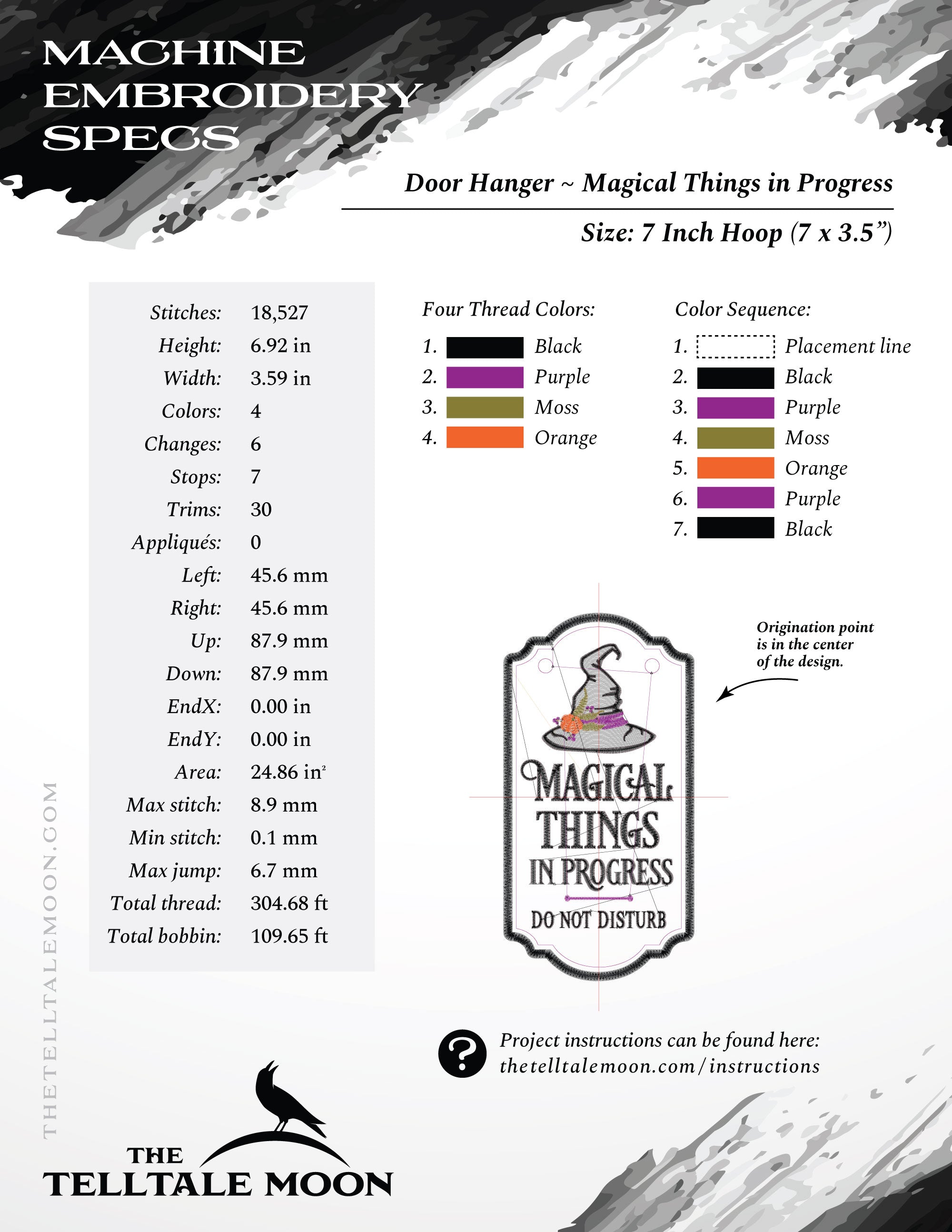 Embroidery Project: "Magic in Progress" Door Hanger for 7 and 8 Inch Hoops