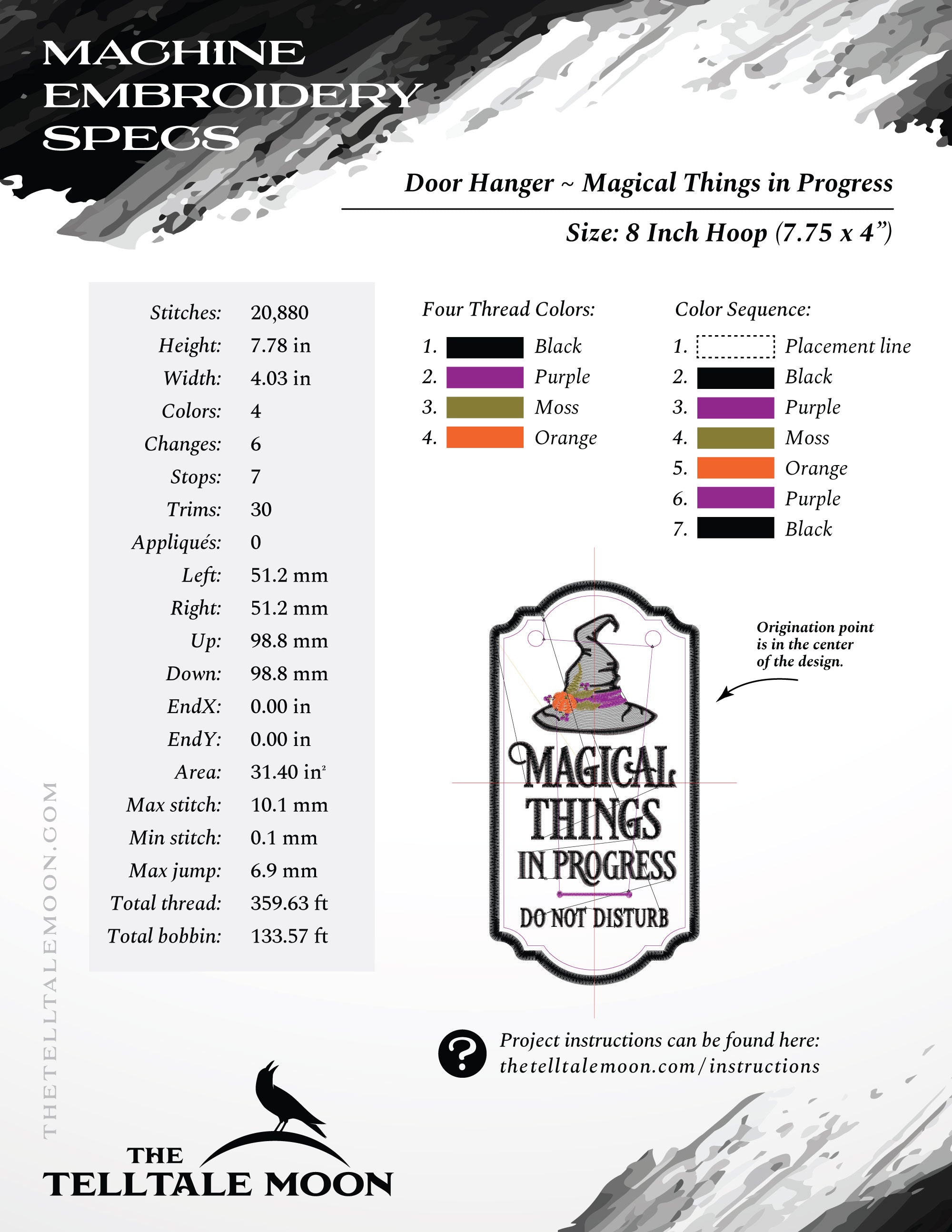 Embroidery Project: "Magic in Progress" Door Hanger for 7 and 8 Inch Hoops