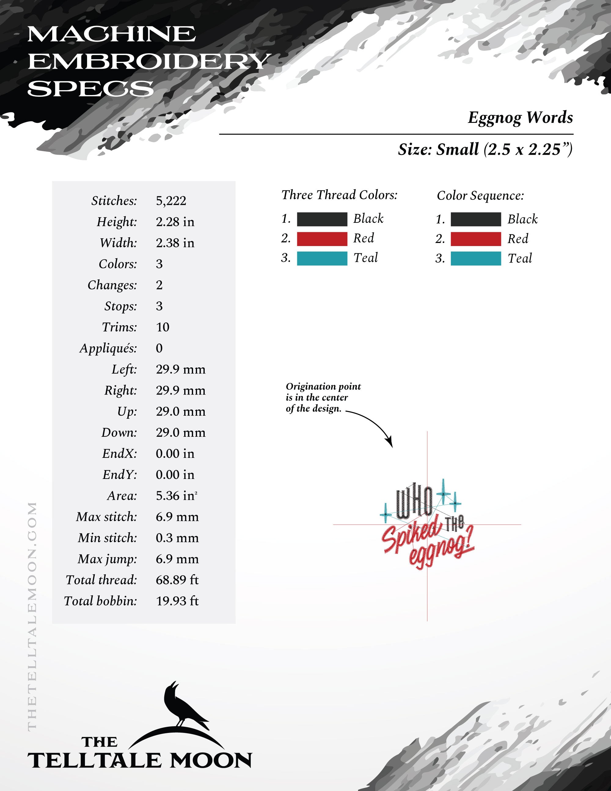Embroidery Files: Midcentury "Who Spiked the Eggnog" - Six Sizes, Plus Split Set, Drink Coasters, and Drink Sleeves