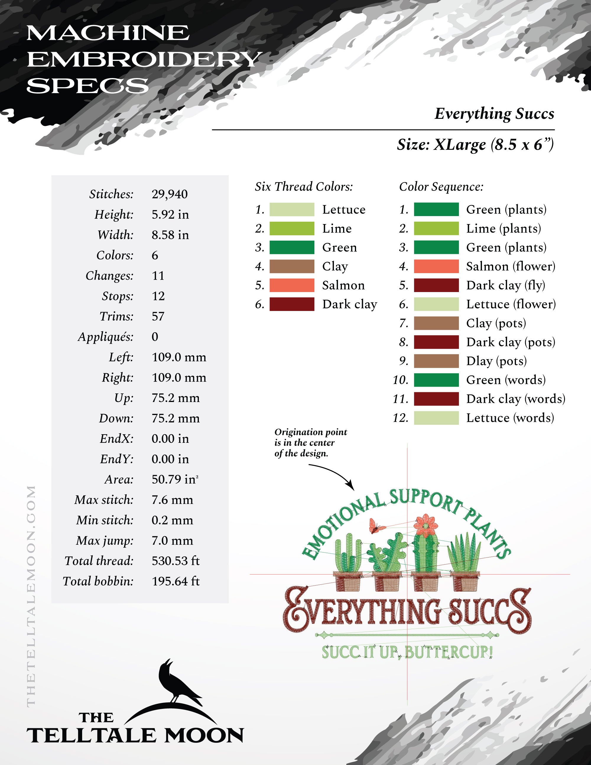 Embroidery: "Emotional Support Plants, Everything Succs" - About 6, 7, 8, and 9 Inches