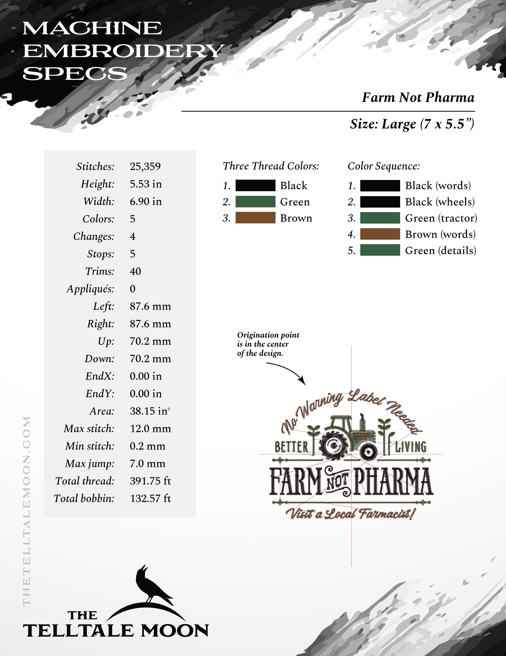 Embroidery: Old-fashioned "Farm Not Pharma" Sign and Label Design