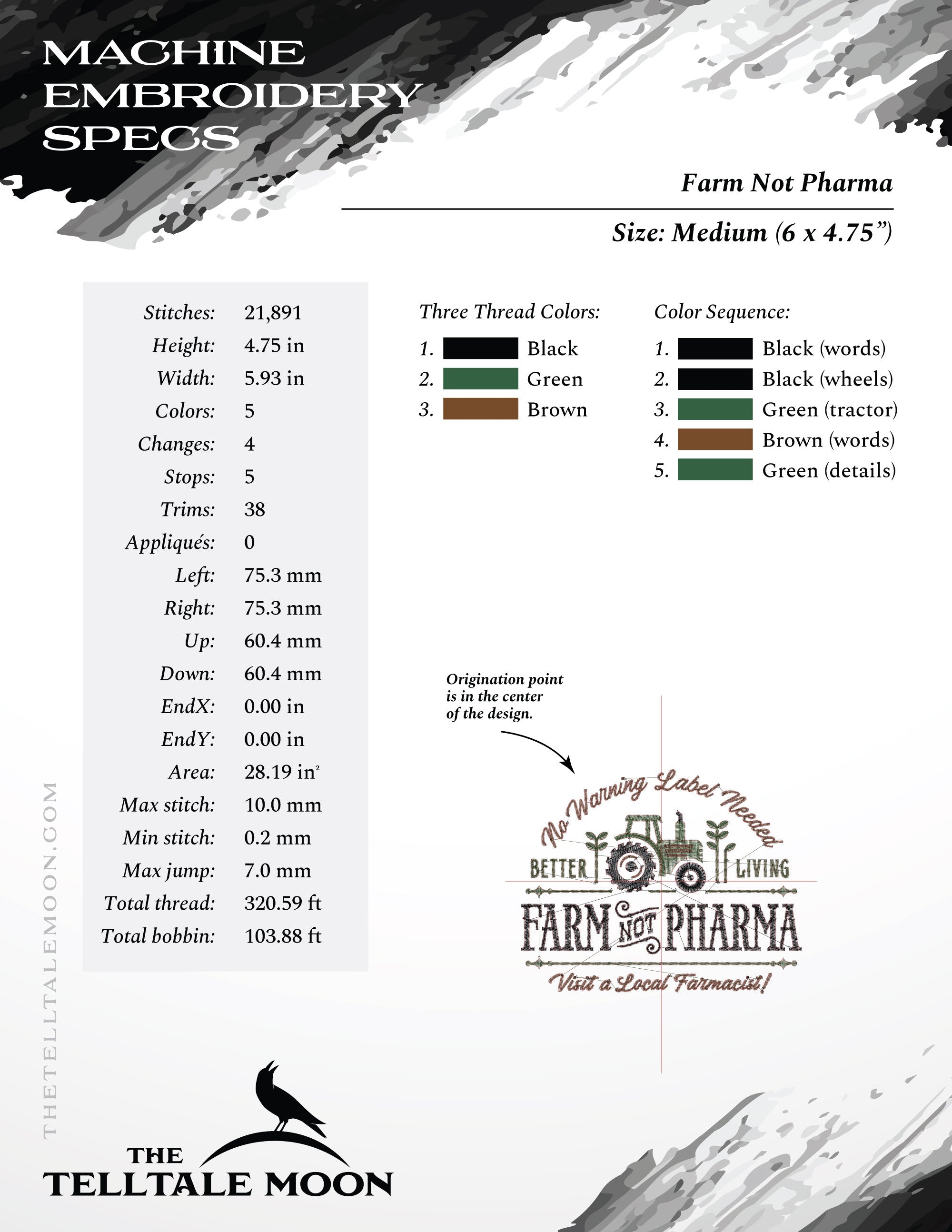 Embroidery: Old-fashioned "Farm Not Pharma" Sign and Label Design