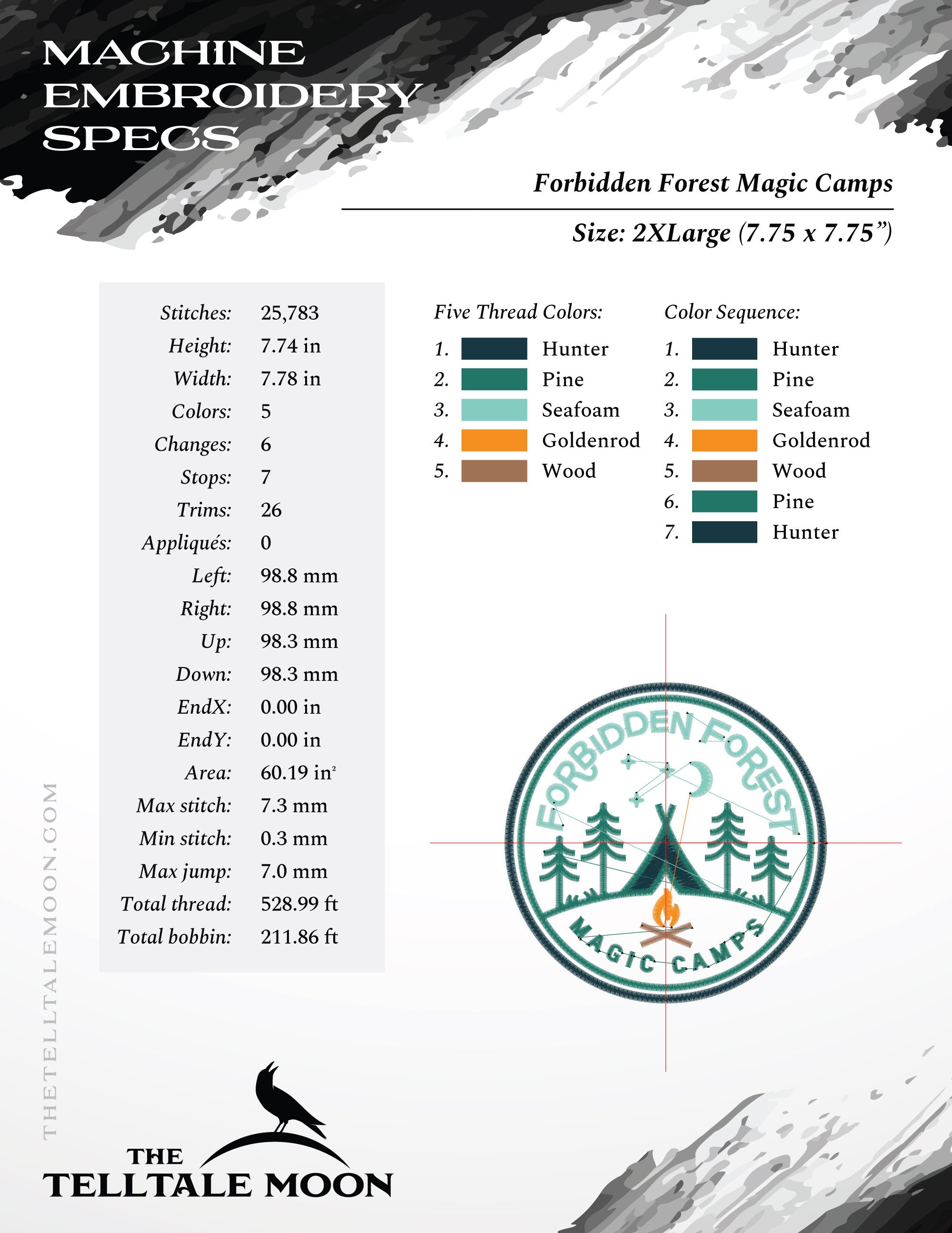 Embroidery: Magic Camp Patch-style Design - Seven Sizes Between 4 and 10 Inches