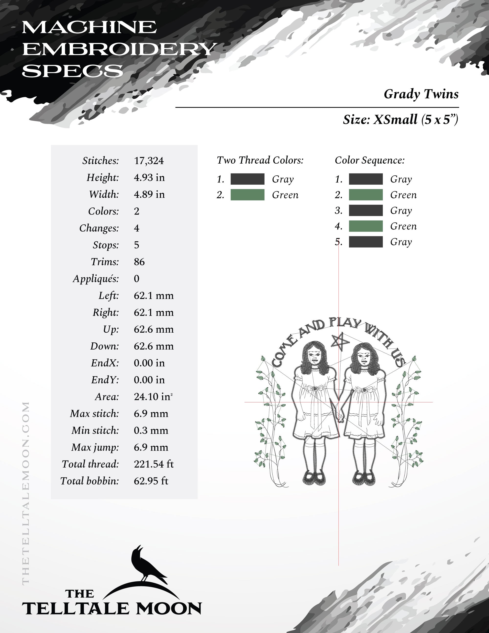 Embroidery: "Forever and Ever" Ghost Twins Design - Several Sizes 5 to 9 Inches